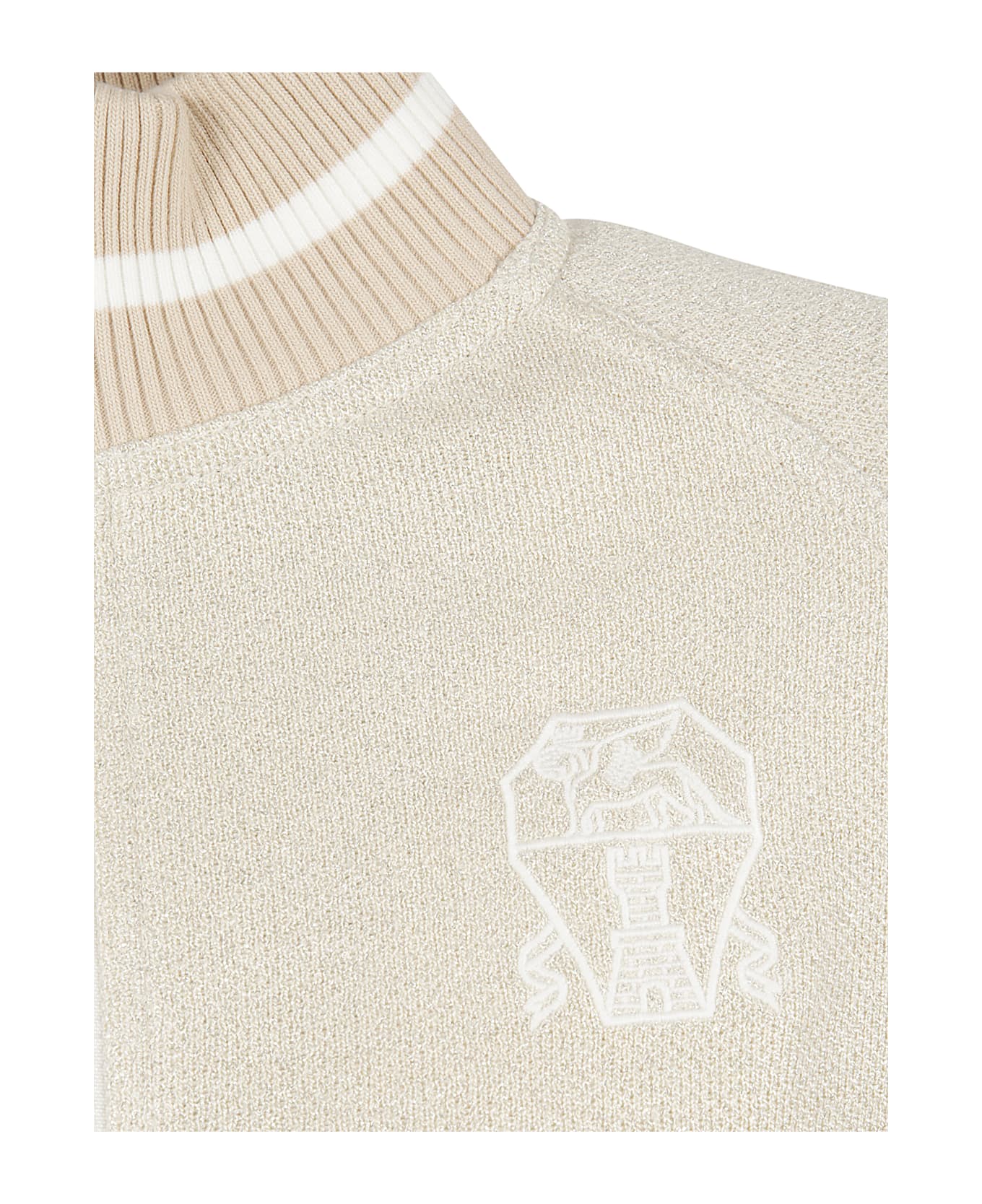 Brunello Cucinelli Ribbed-collar Zip-up Cardigan - Golden