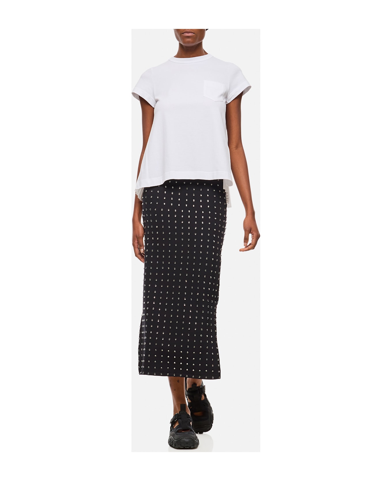 SportMax Nome Crystal Lycra Midi Skirt - Nero