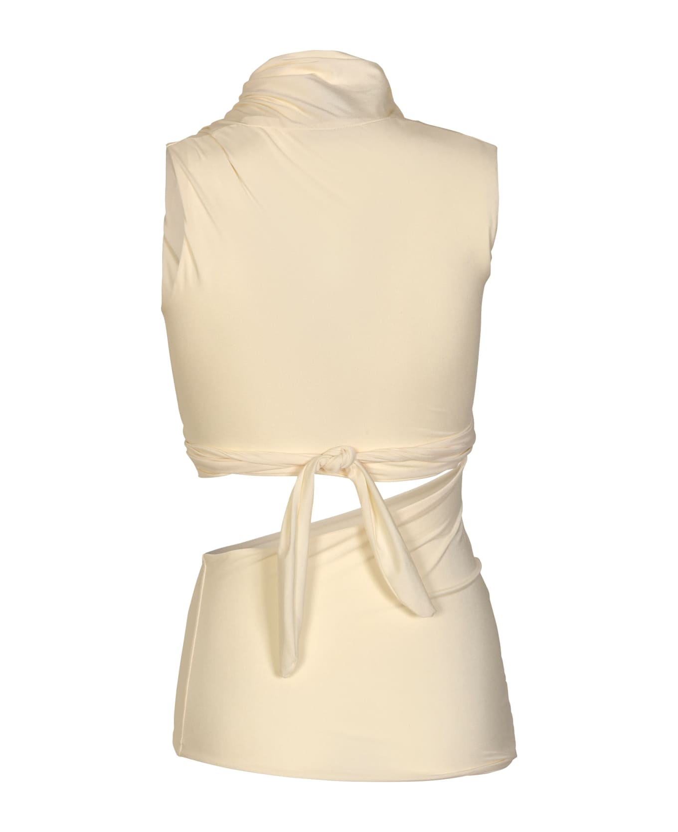 Amazuìn Cut-out Detail Asymmetric Wrap Top - Silk White