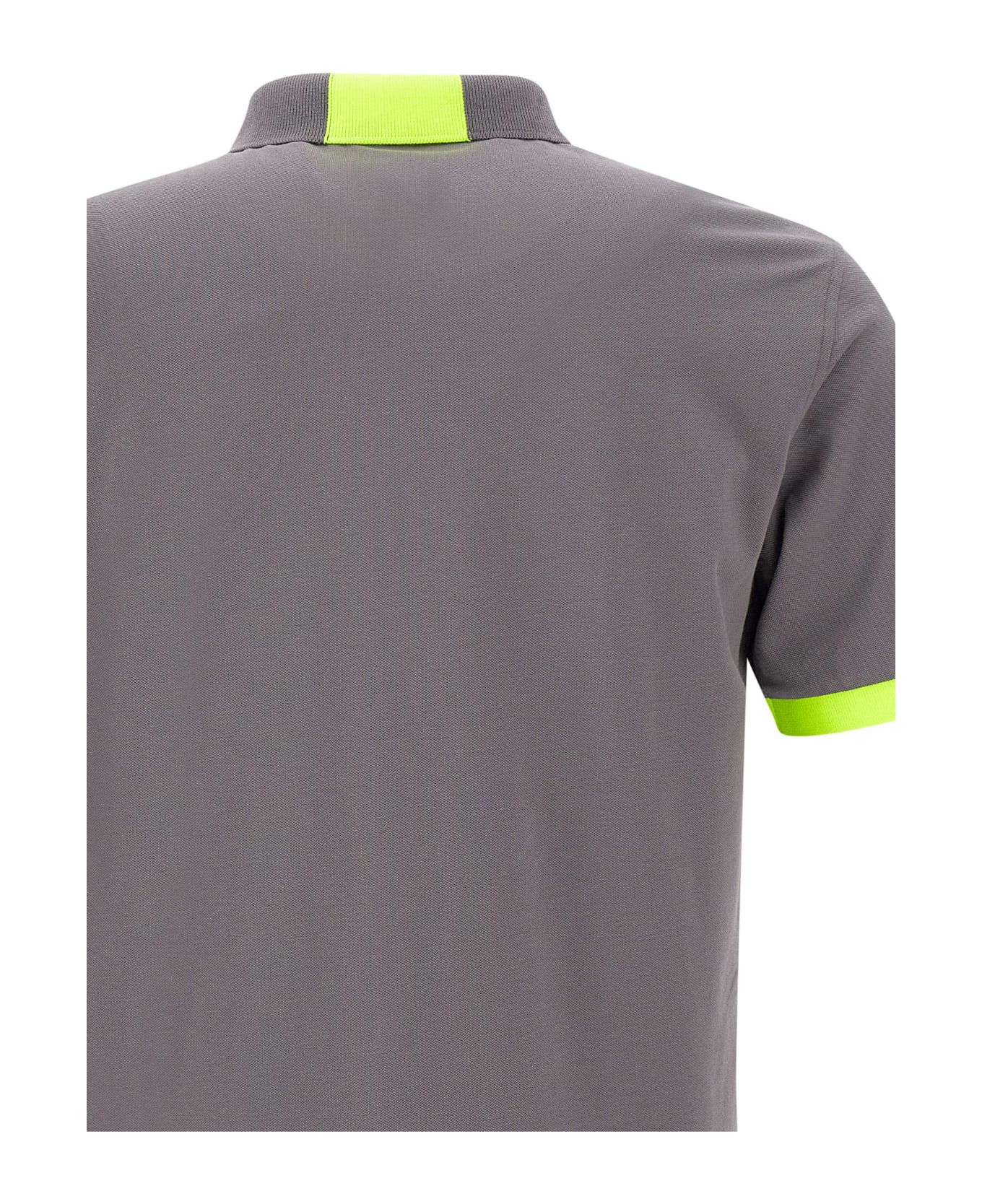 Sun 68 "fluo Logo" Cotton Polo Shirt - GREY