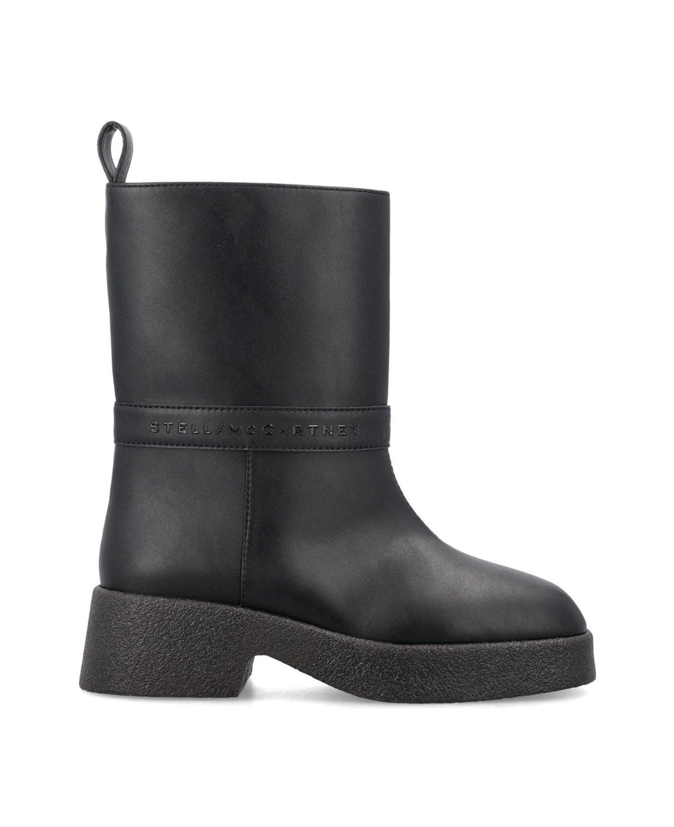 Stella McCartney Logo Lettering Pull-on Ankle Boots - Black ブーツ