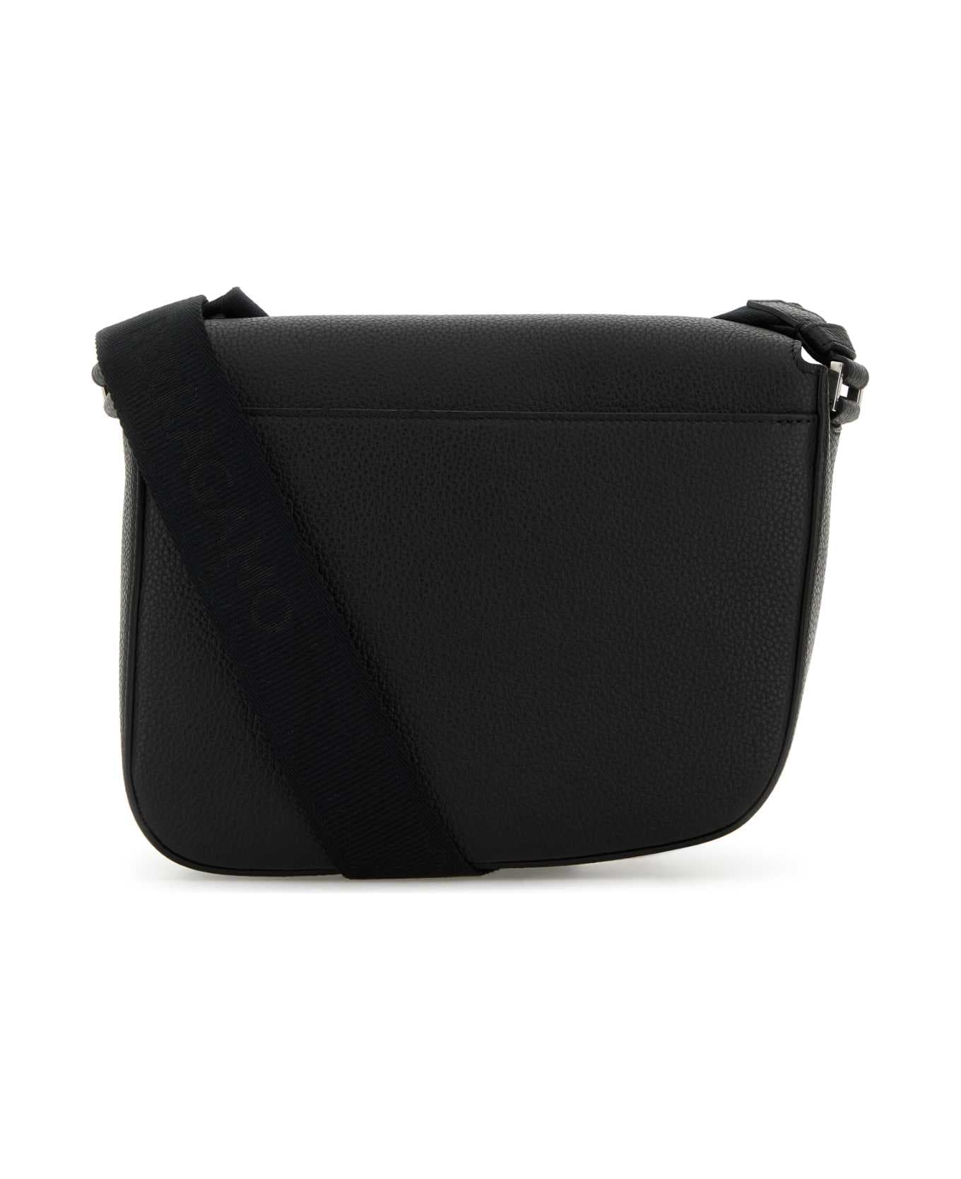 Ferragamo Black Leather Fiamma Crossbody Bag - NERO