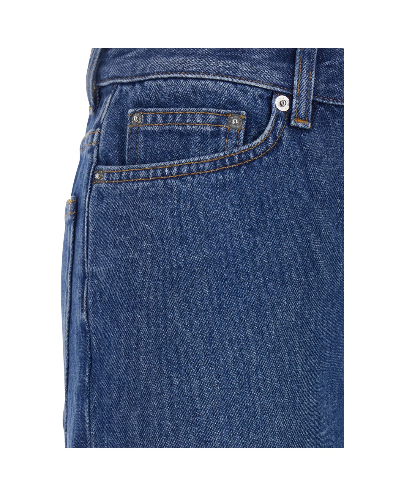 Givenchy Blue Pants With Belt Loops And Logo Patch On The Rear In Denim Woman - Blu