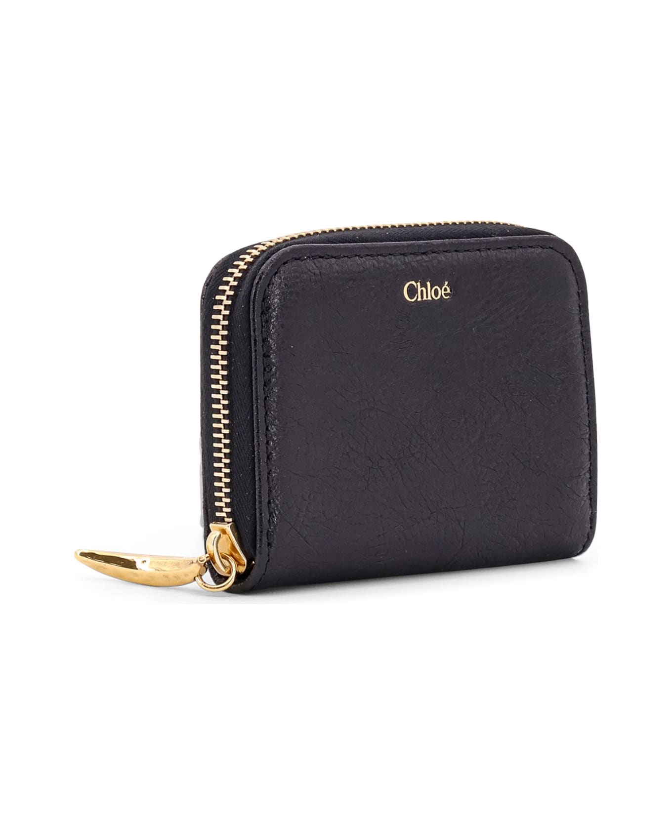Chloé Leather Wallet With Frontal Logo - Black