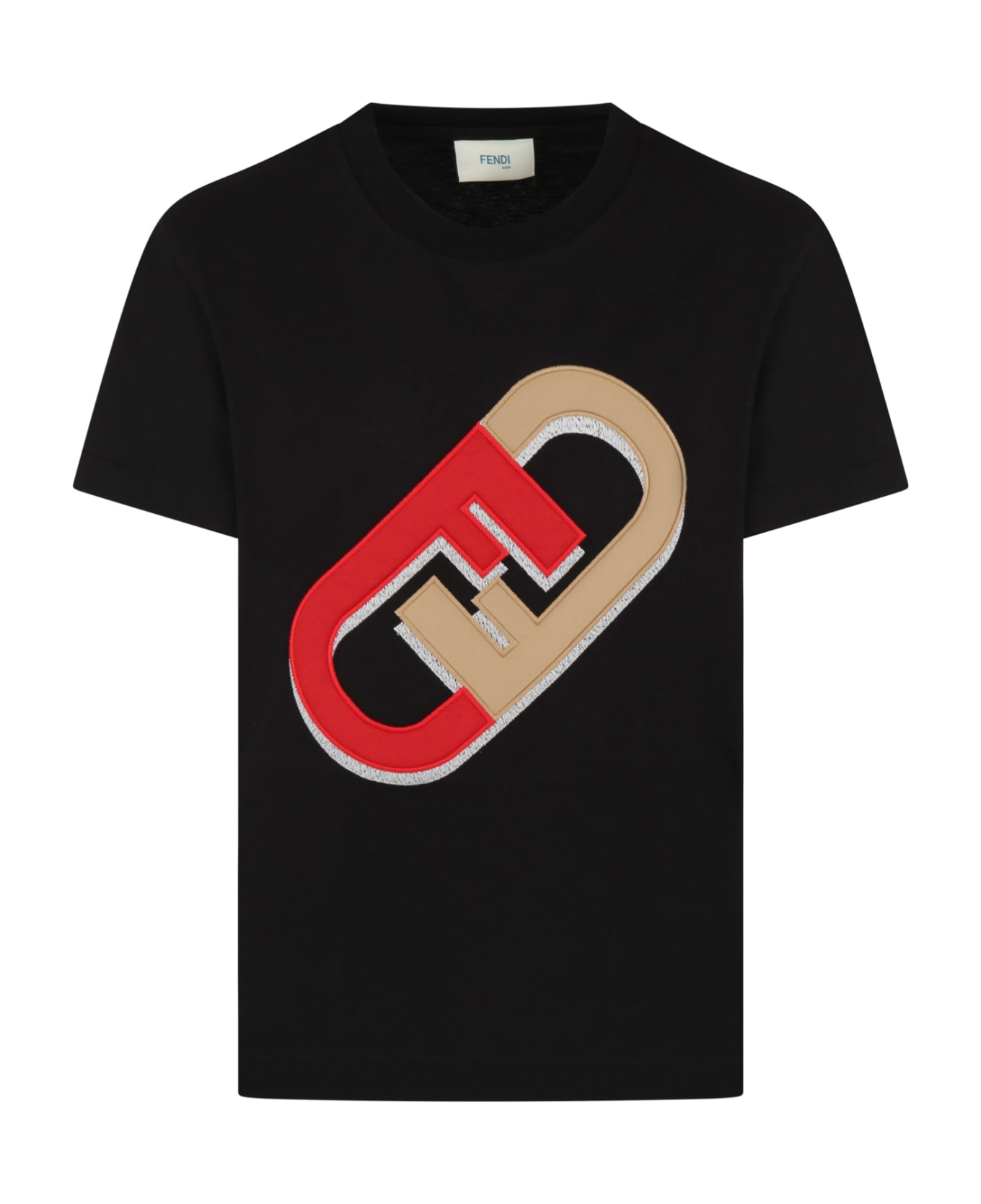 Fendi Black T-shirt For Kids With Iconic Double F - Black