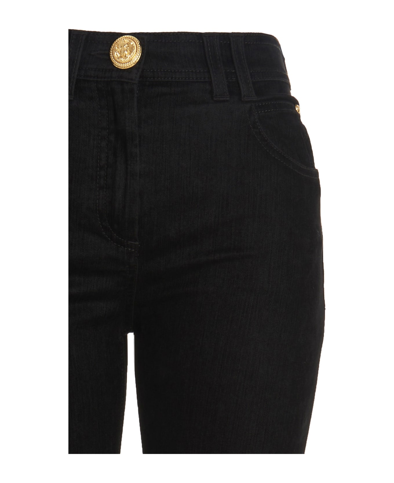Balmain rayures Button Jeans - Black  