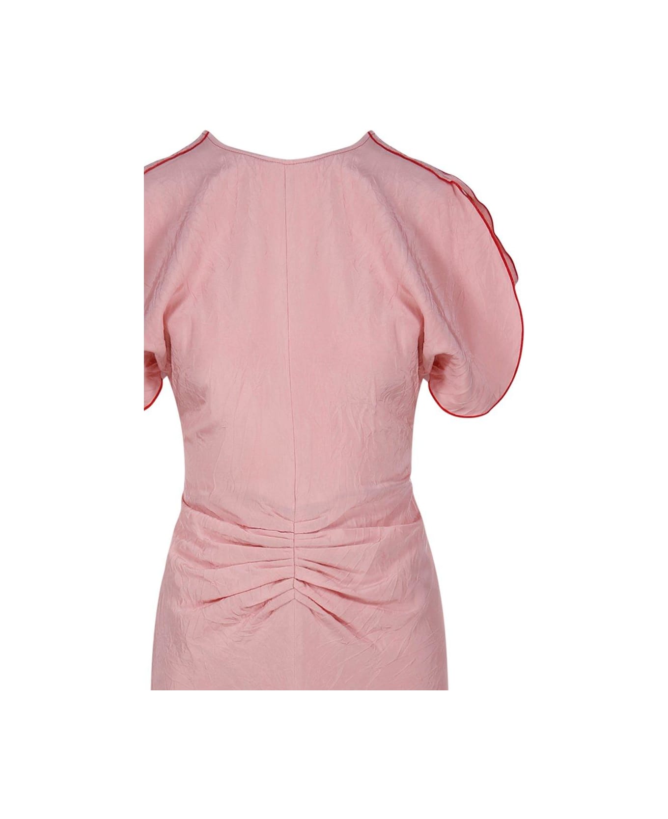 Victoria Beckham Rond-neck Gathered Midi Dress - Pink