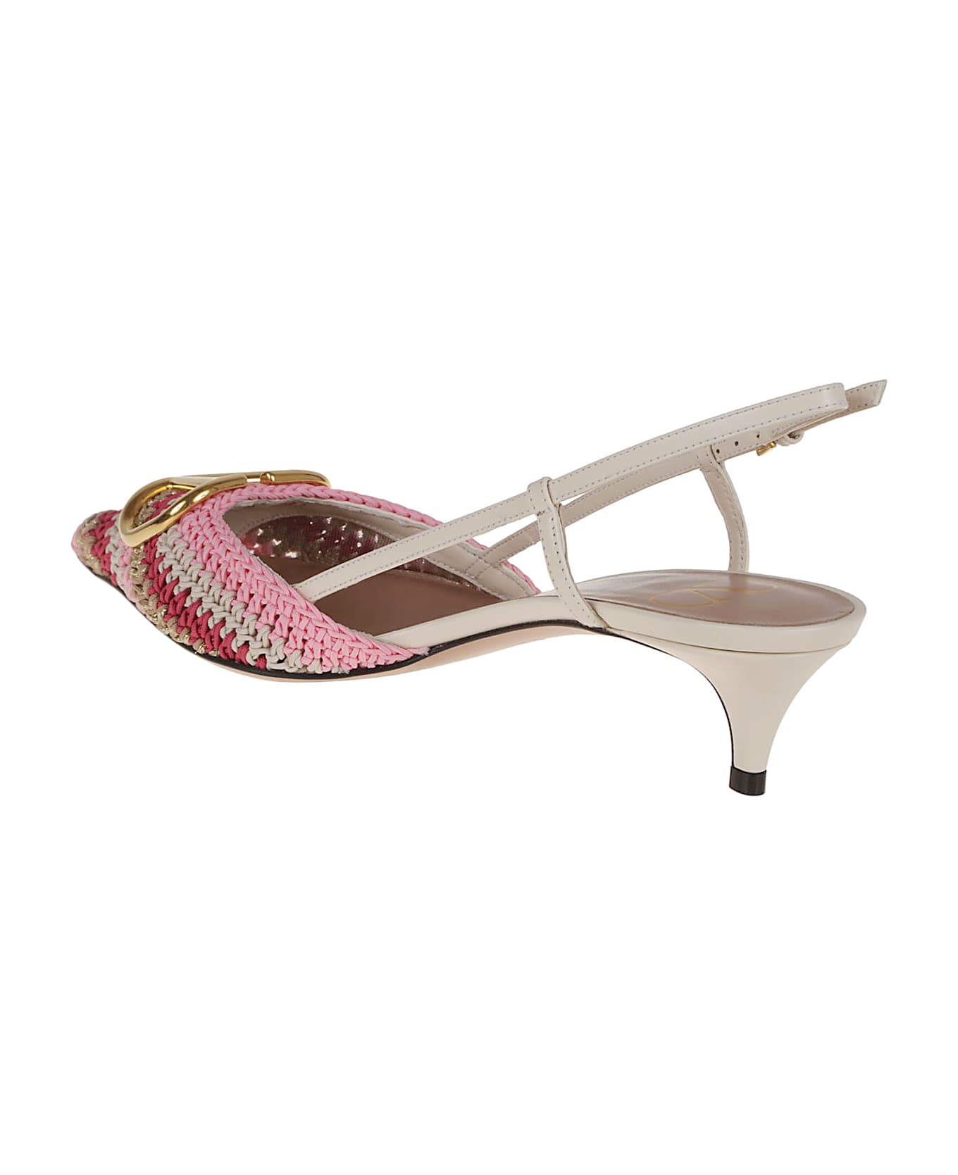 Valentino Garavani Sling Back Vlogo Signature T. 40 - Qrv Paradise Rose Ivory Old Gold Ginger Brea ハイヒール