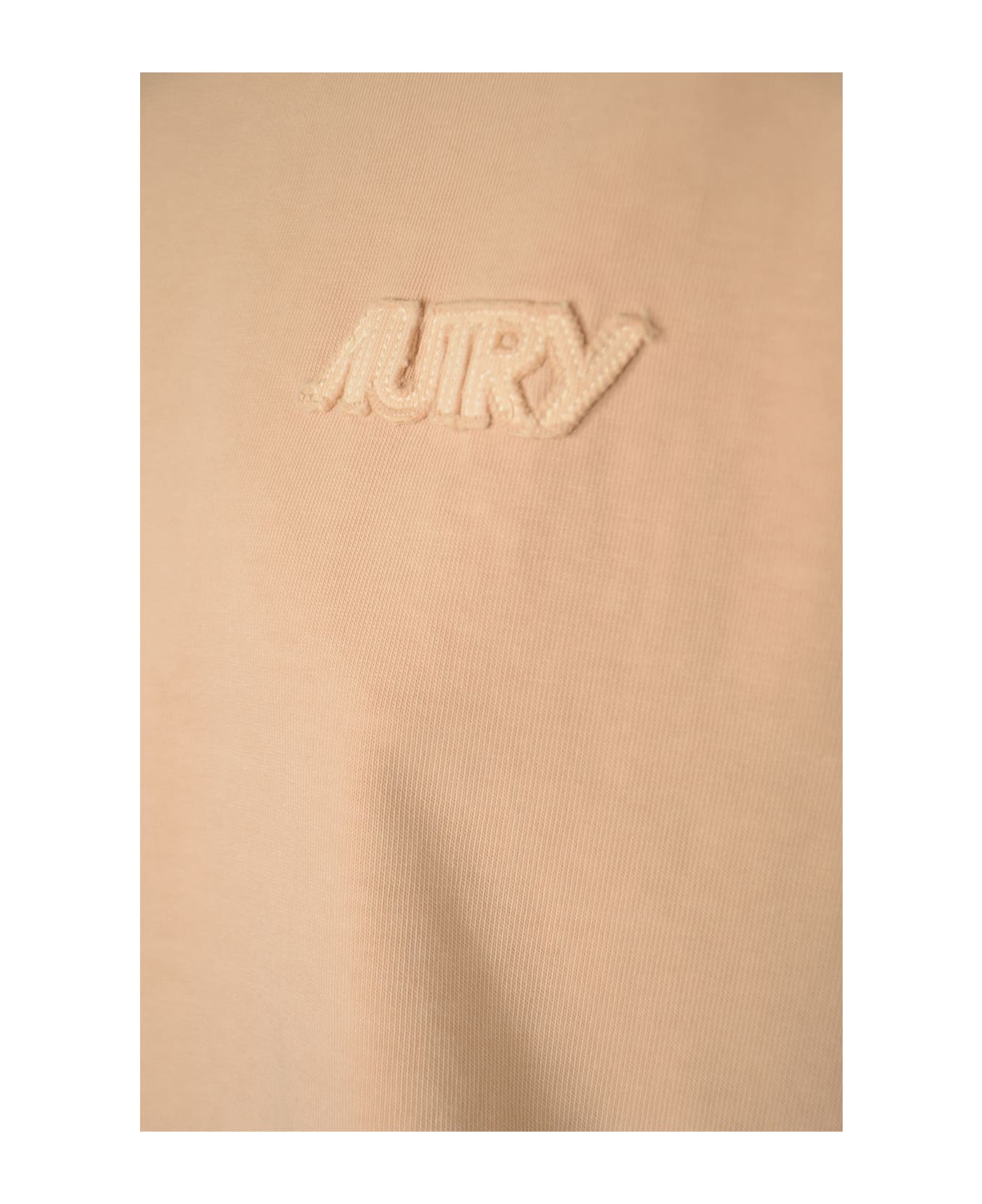 Autry Logo Embossed Crop T-shirt - Peony Rose