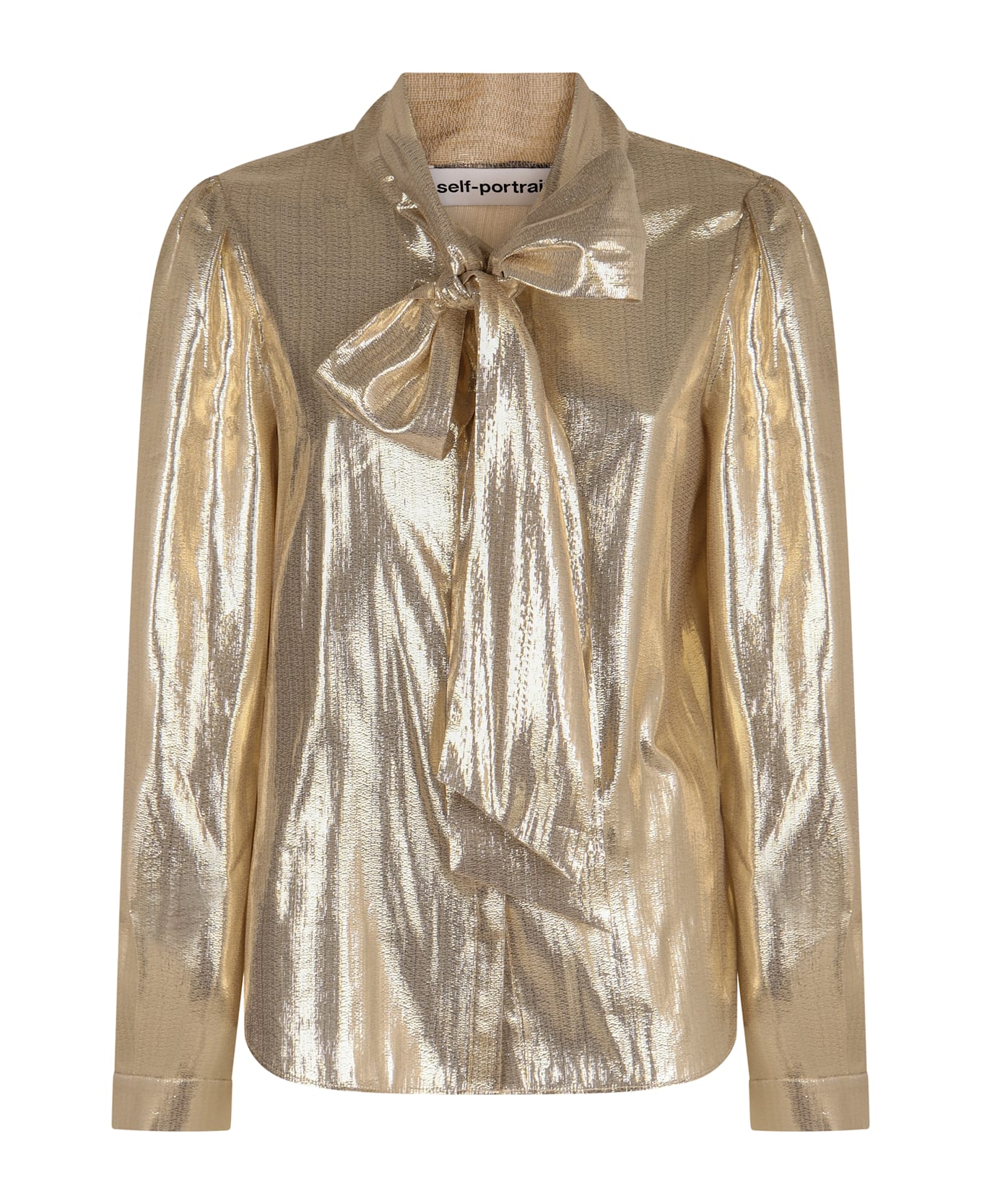 self-portrait Lamé Shirt - Gold