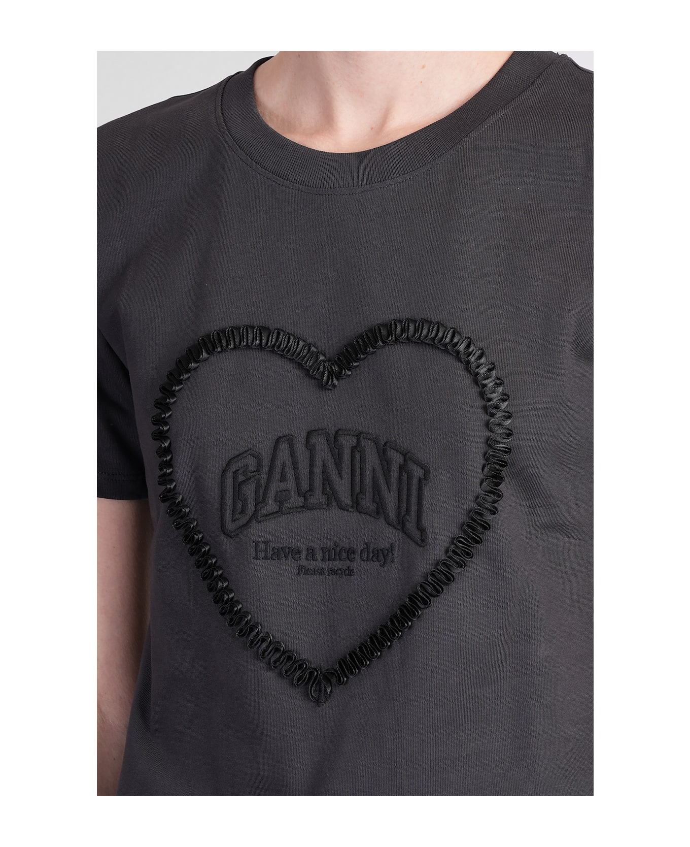 Ganni T-shirt In Black Cotton - black