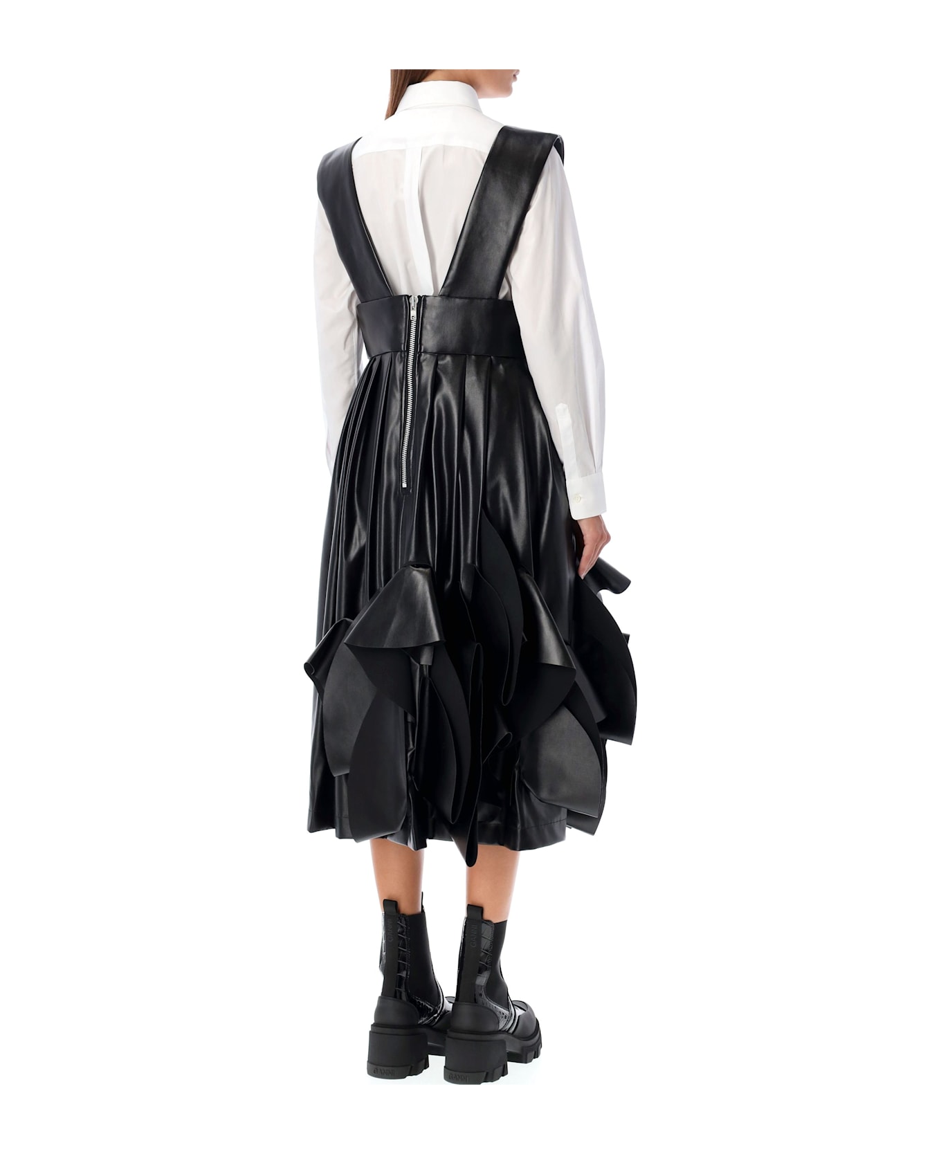 Comme des Garçons Eco Leather Skirt Salopette - BLACK