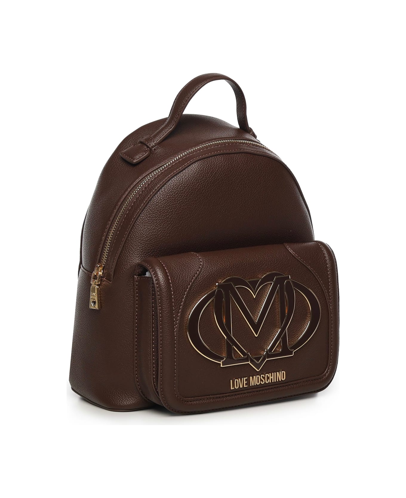 Love Moschino Backpack With Maxi Logo - DARK BROWN