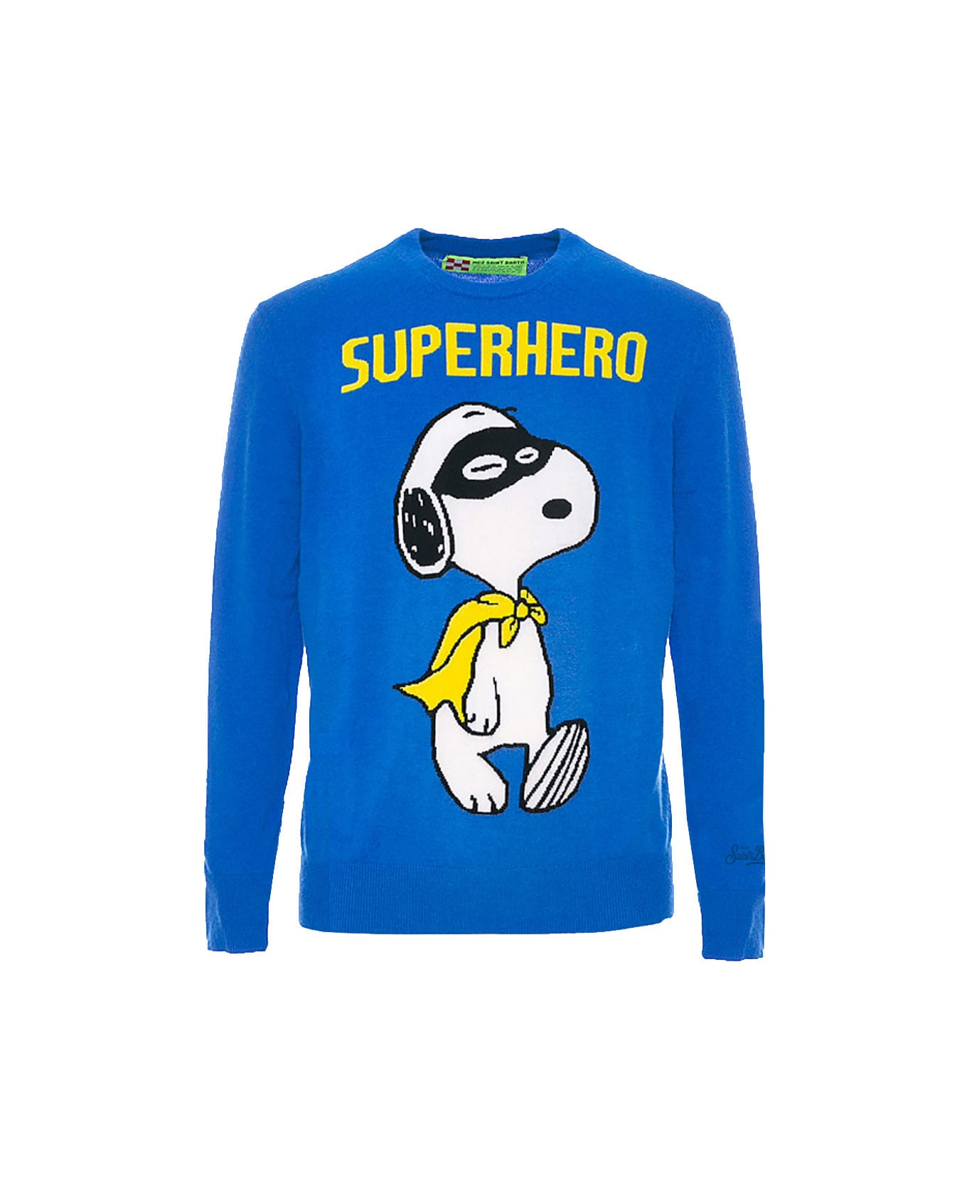 MC2 Saint Barth Man Lightweight Sweater With Snoopy Jacquard Print | Snoopy Peanuts Special Edition - BLUE