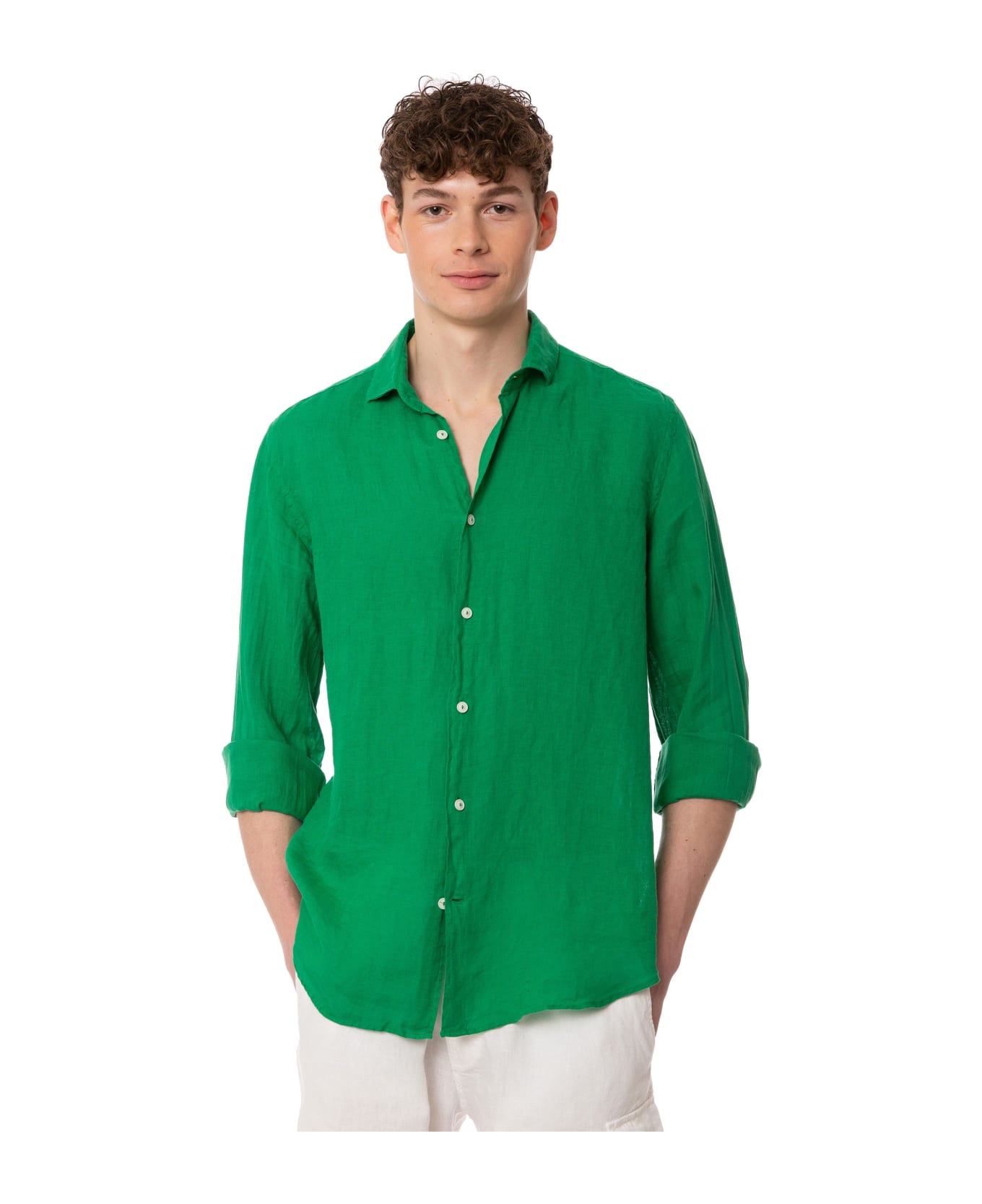MC2 Saint Barth Man Green Linen Pamplona Shirt - GREEN シャツ