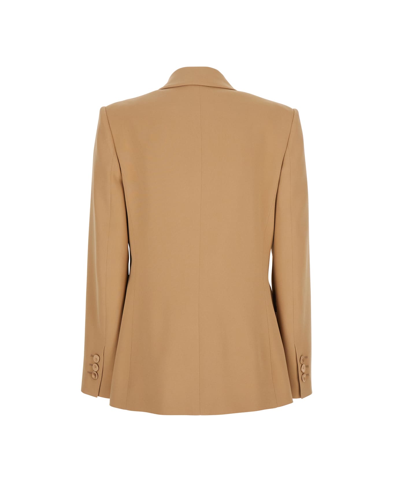 Alberta Ferretti 
enver
 Beige Double-breasted Jacket With Pointed Lapels In Tech Fabric Blend Woman - Beige