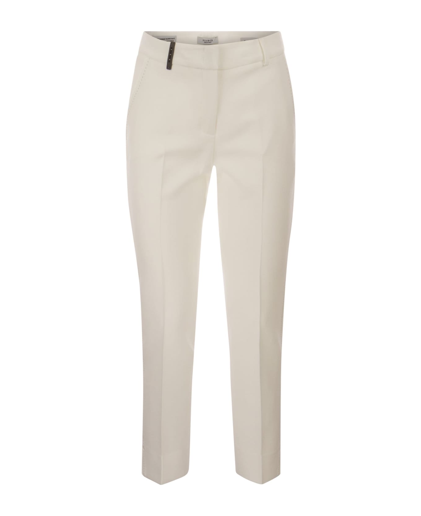 Peserico Stretch Cotton Gabardine Cigarette Trousers - White