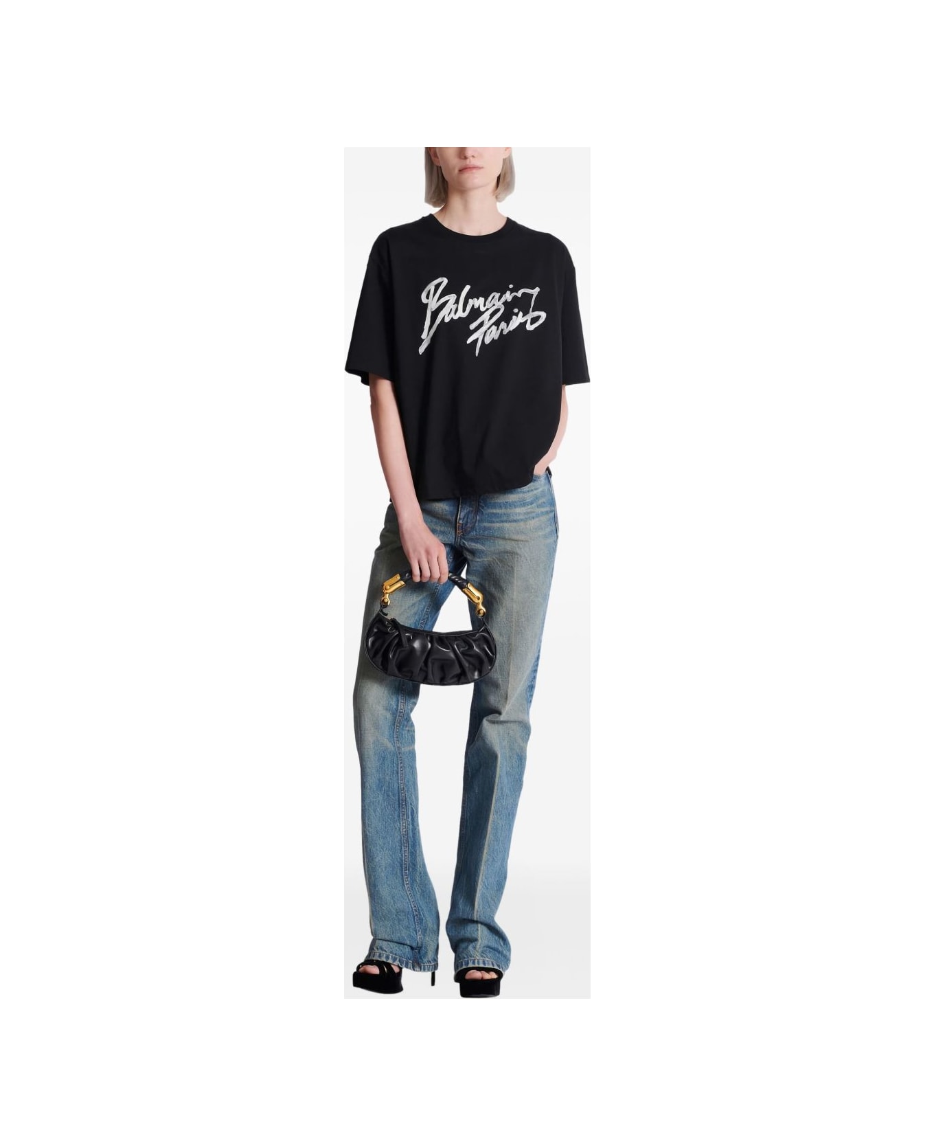 Balmain Logo Cotton T-shirt - Black