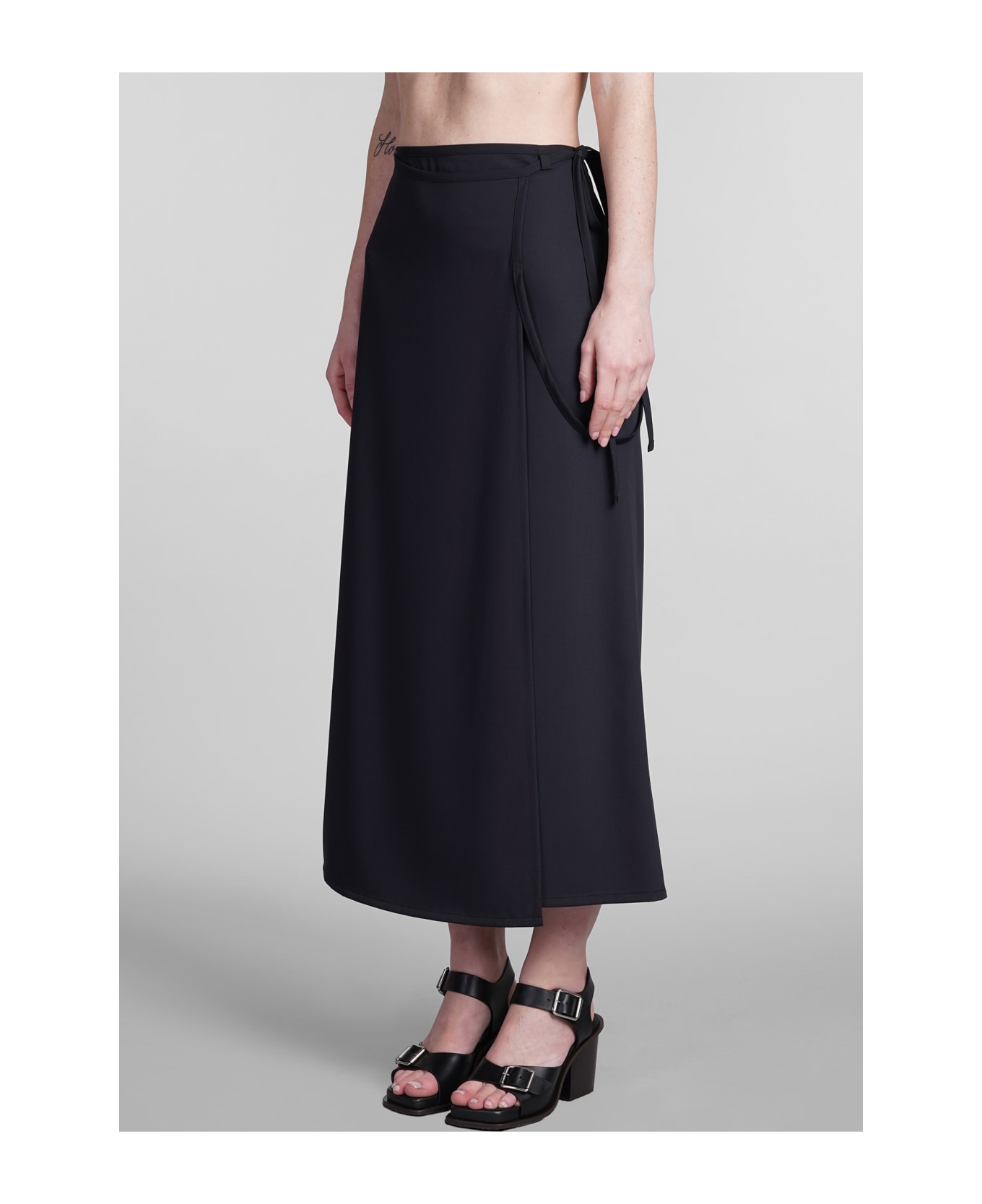 Lemaire Skirt In Black Wool - black