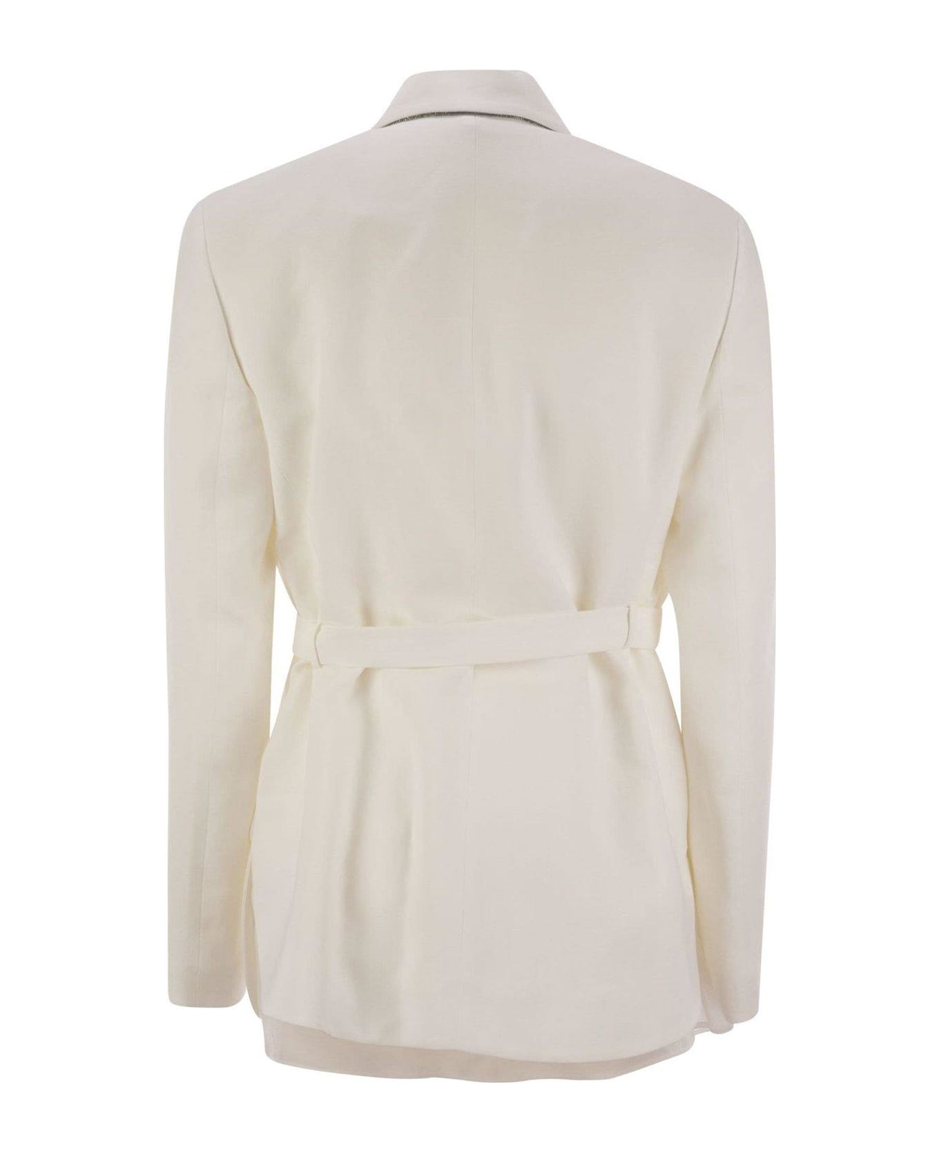 Brunello Cucinelli Belted Waist Jacket - White