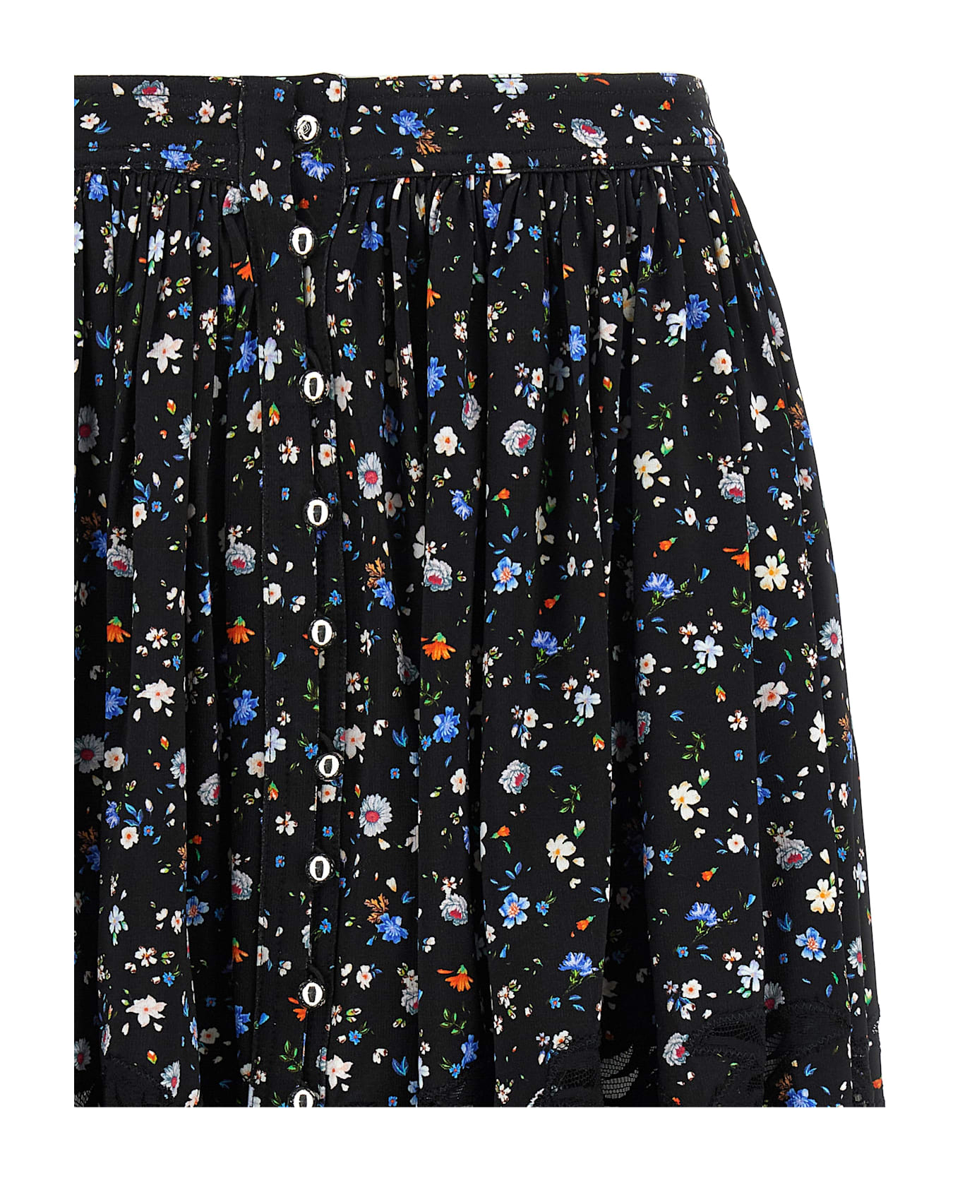 Paco Rabanne Floral Lace Skirt - Black  