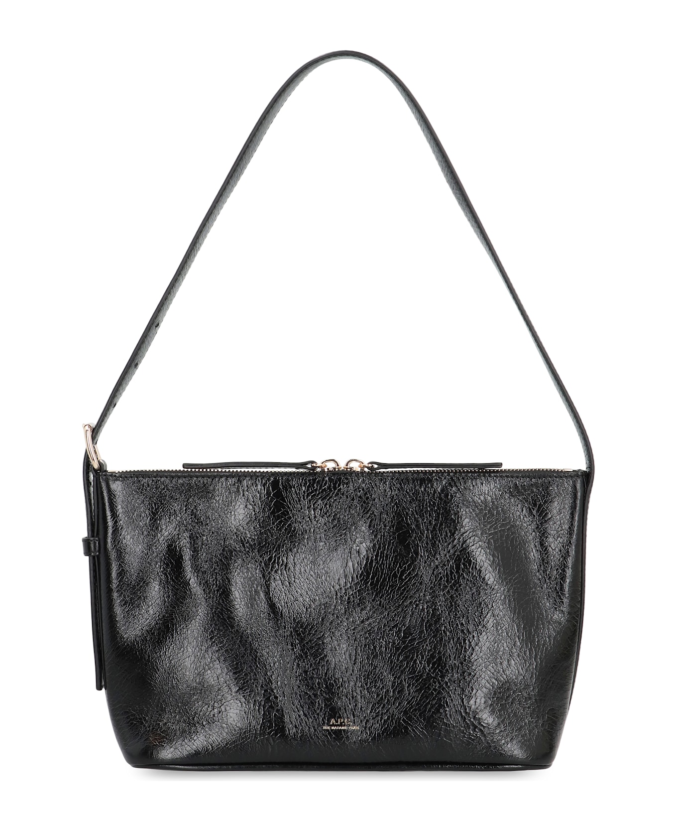 A.P.C. Shoulder Bag In Crumpled Leather - black
