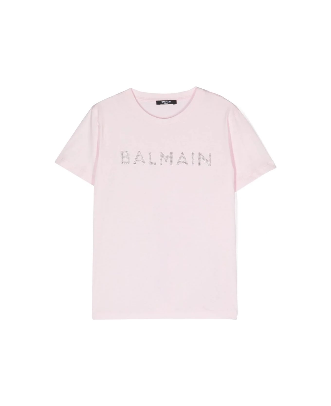 Balmain T-shirt Con Logo - Rosa/Argento