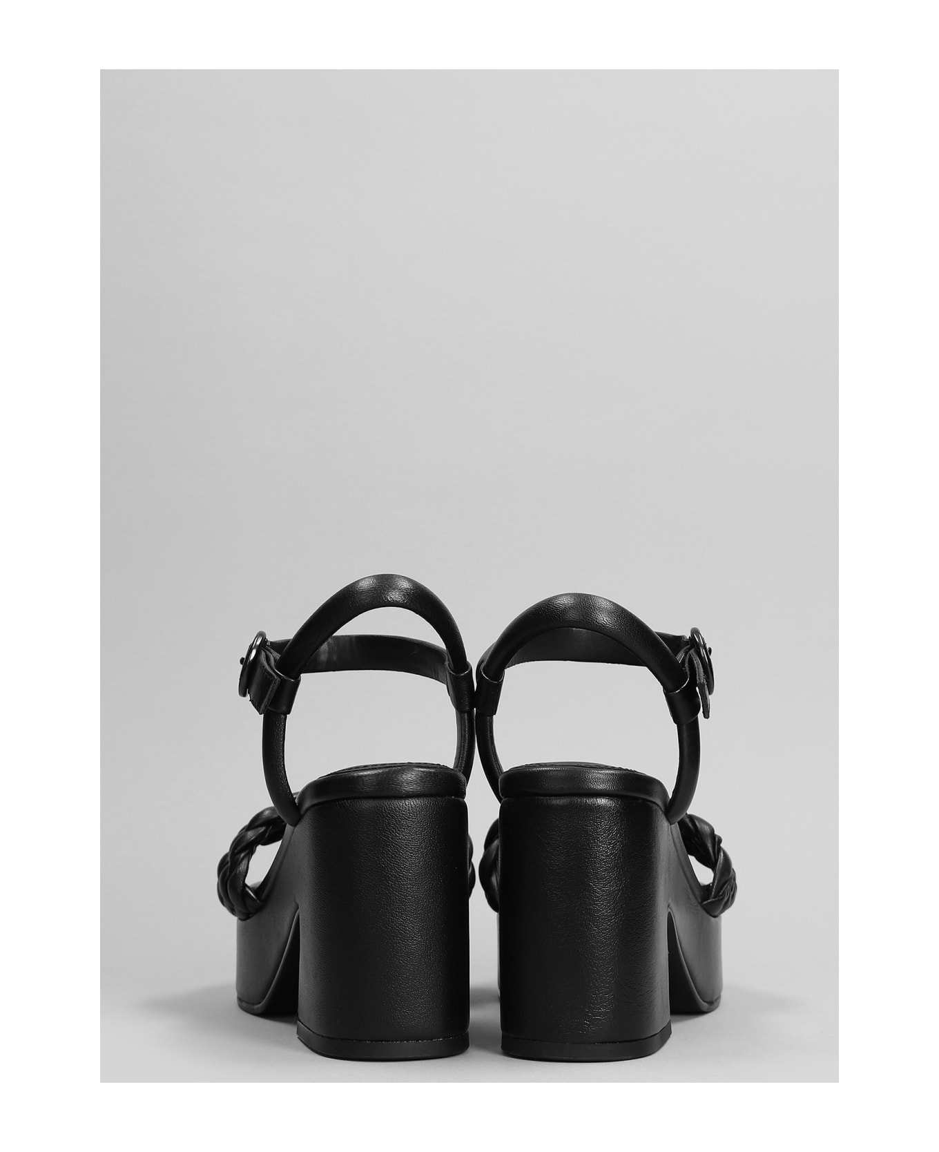 Ash Oak Sandals In Black Leather - black