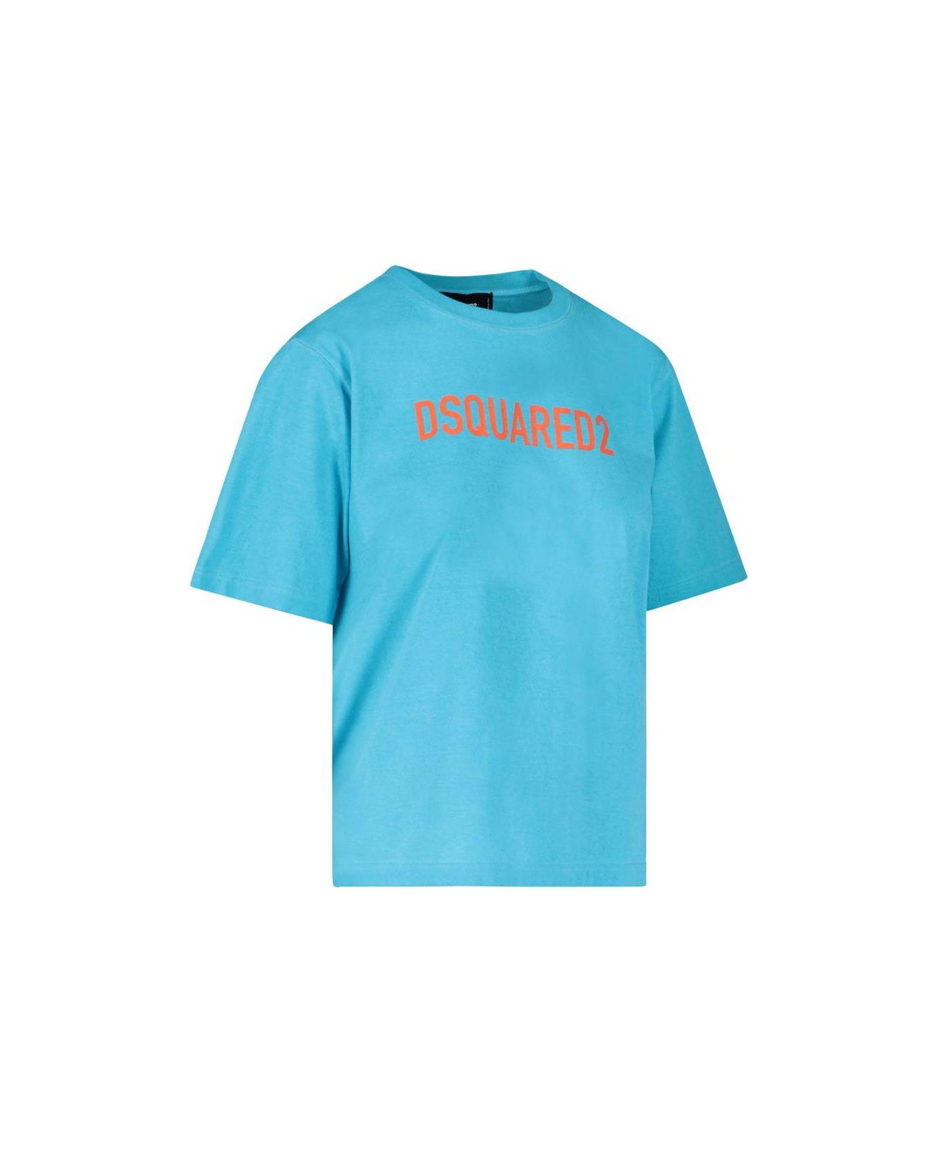 XL T-shirt col rond bleu avec logo coton - Dsquared2