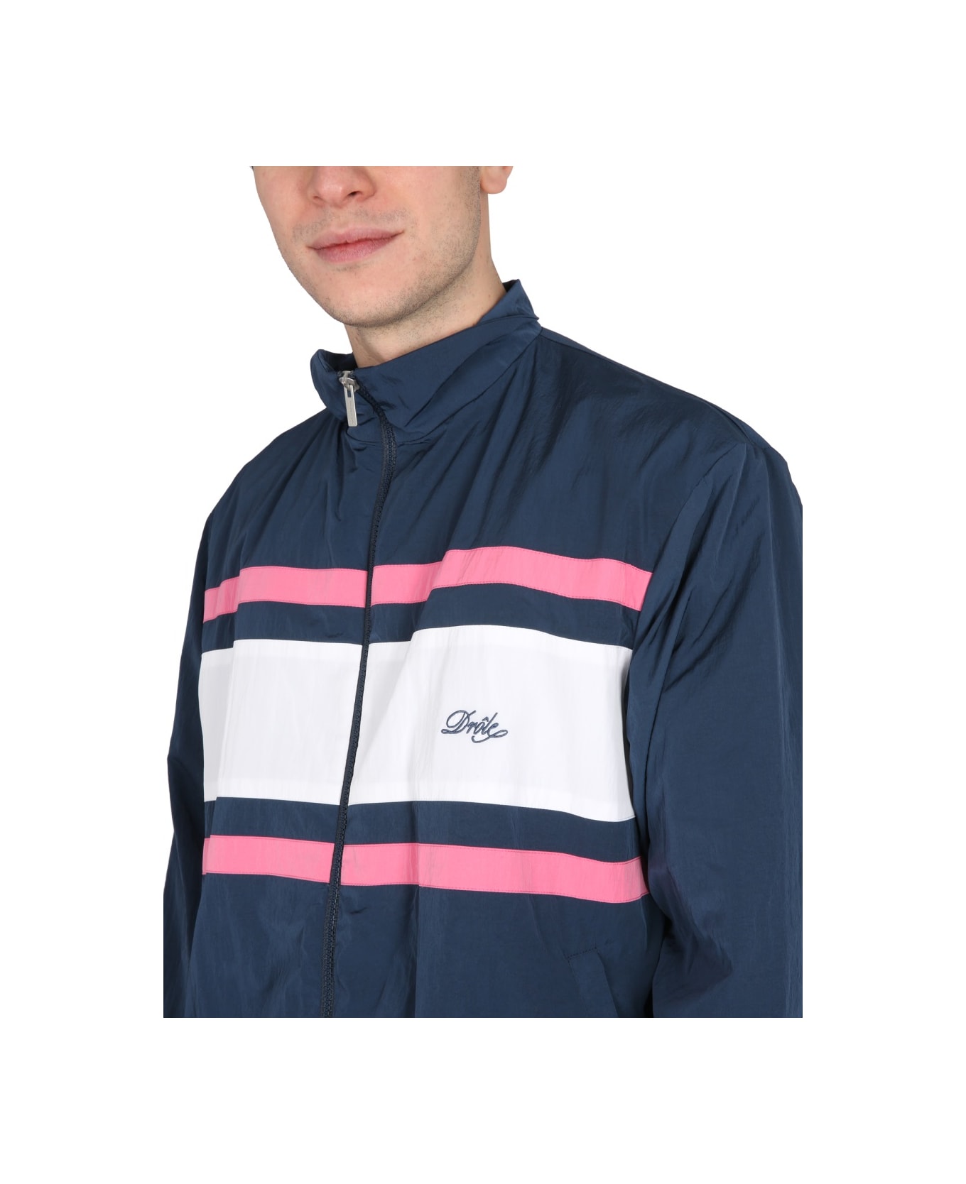Drôle de Monsieur Jacket With Logo Embroidery - BLUE