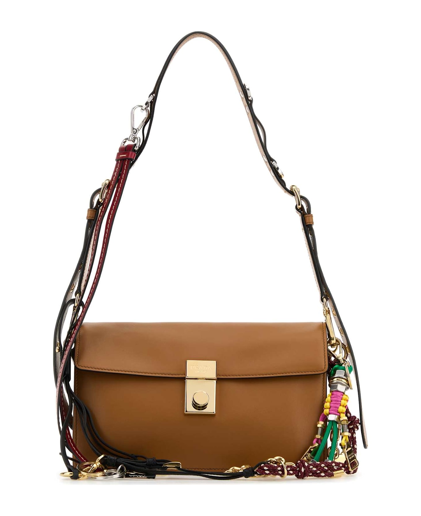 Prada Caramel Leather Small Prada Soft Sound Shoulder Bag - CARAMEL0N