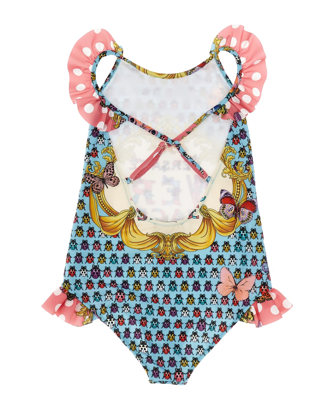 Versace 'heritage Butterflies And Ladybugs Kids' One-piece Swimsuit With La Vacanza Capsule - Pink
