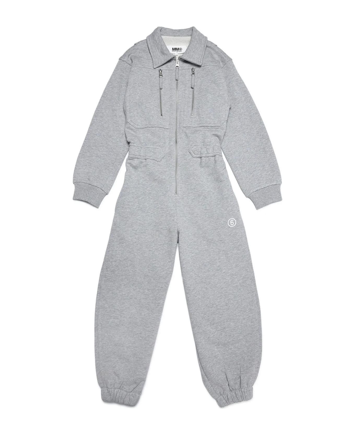 MM6 Maison Margiela Long-sleeve Gray Cotton Fleece Jumpsuit - Gray