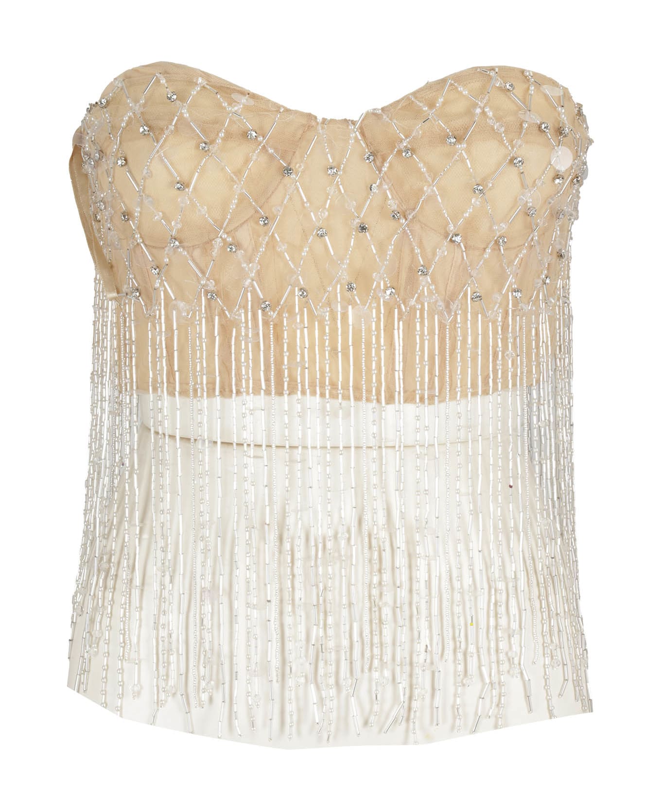 Des Phemmes Fully Embroidered Tulle Top - Naturale トップス