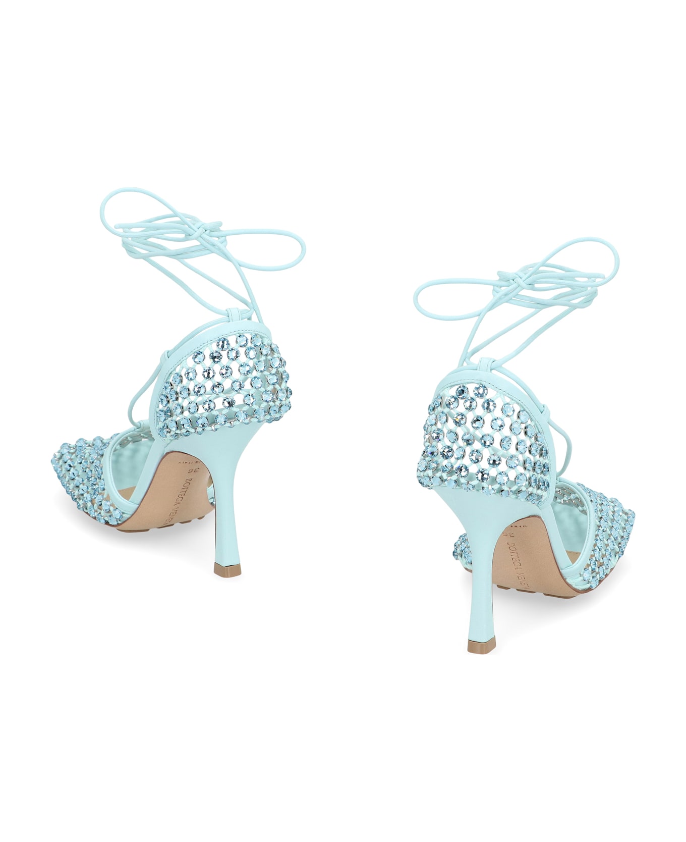 Bottega Veneta Sparkle Stretch Heeled Sandals - Light Blue