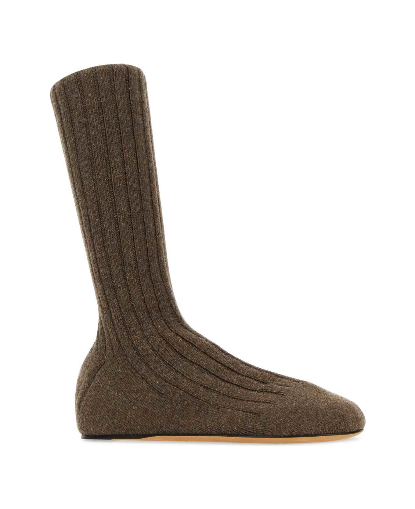 Bottega Veneta Brown Wool Blend Domenica Ankle Boots - GINGER