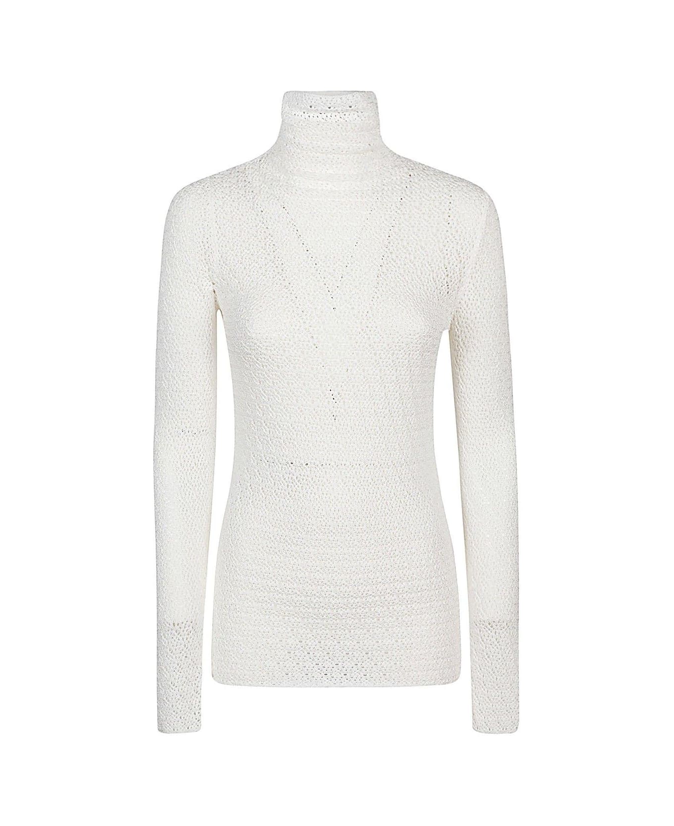 Totême High Neck Elasticated Top - Bianco