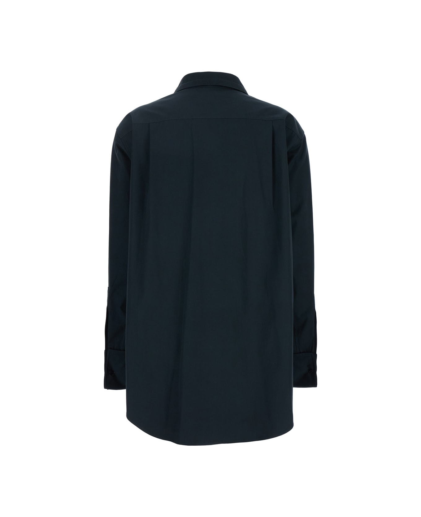 Phoebe Philo Black Shirt With Tie Neck In Cotton Woman - Blu