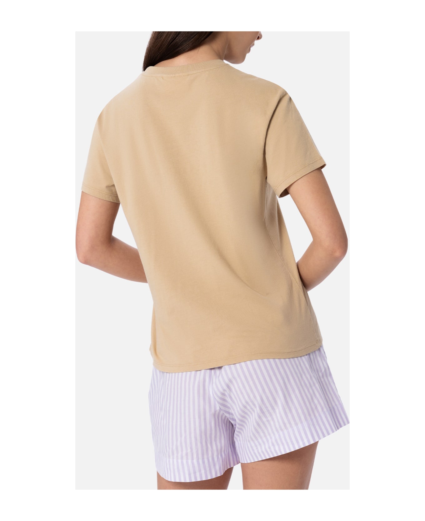 MC2 Saint Barth Woman Cotton Jersey Crewneck T-shirt Emilie With Saint Barth Rhinestones Embroidery - WHITE