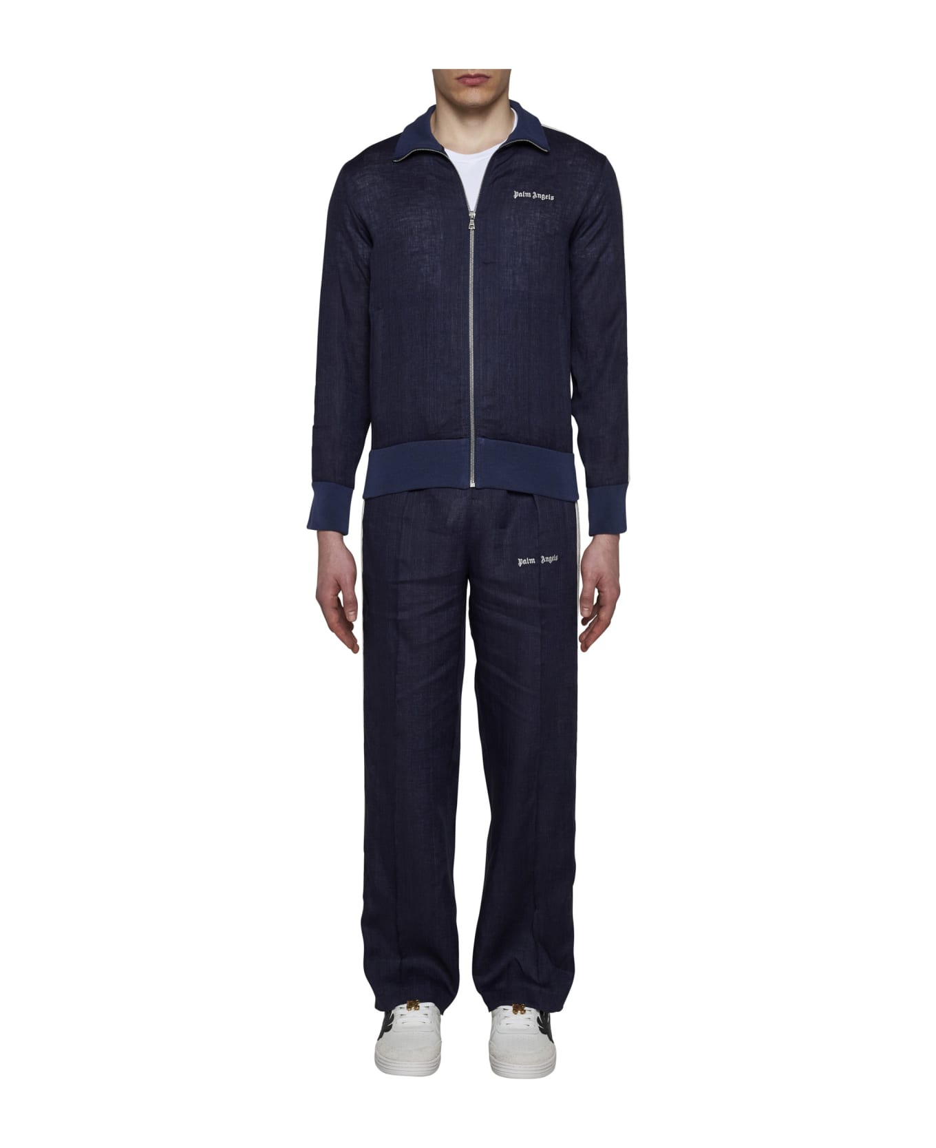 Palm Angels Linen Sports Trousers - Blue ボトムス