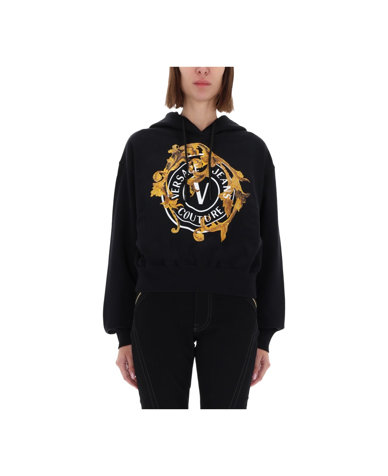 Versace Jeans Couture "v-emblem Baroque" Sweatshirt - BLACK