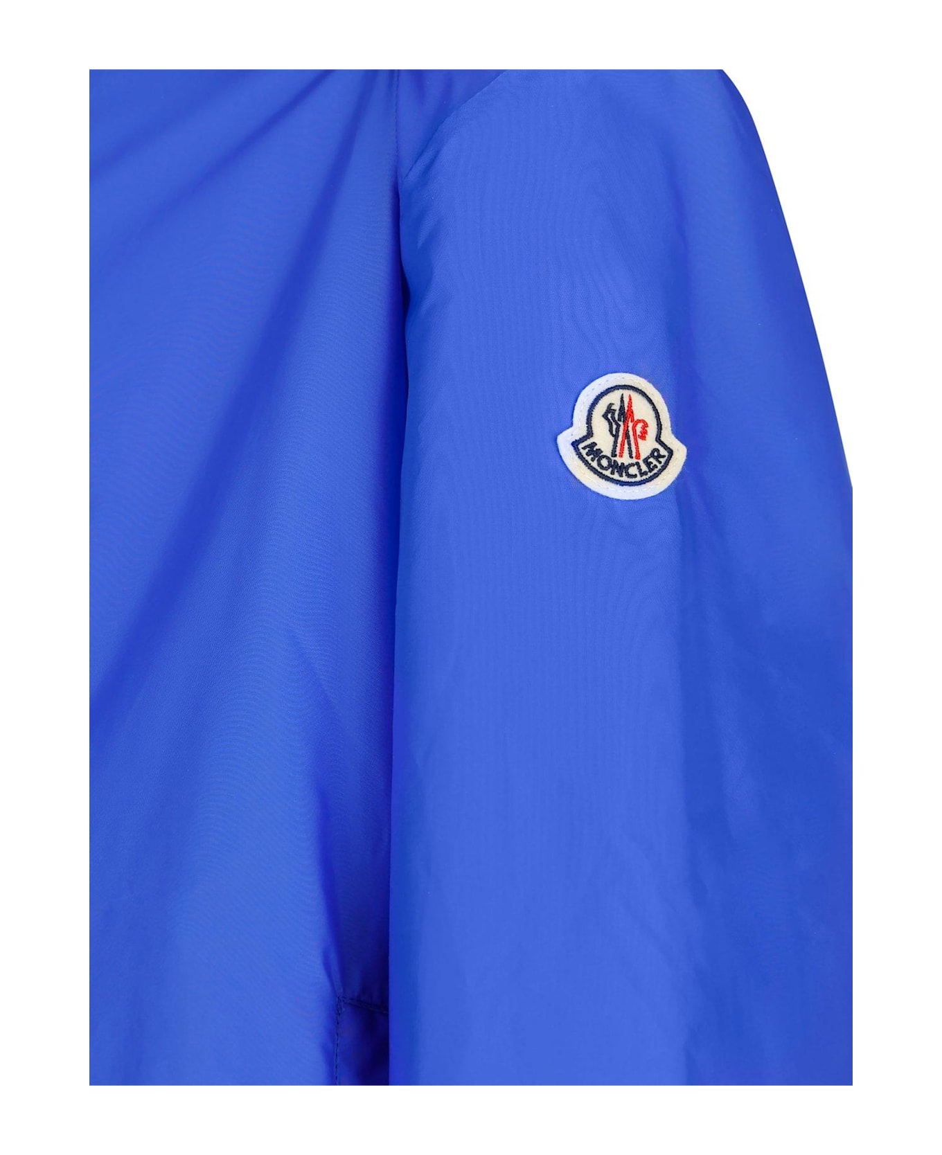 Moncler Logo Patch Zipped Hooded Jacket - Blue