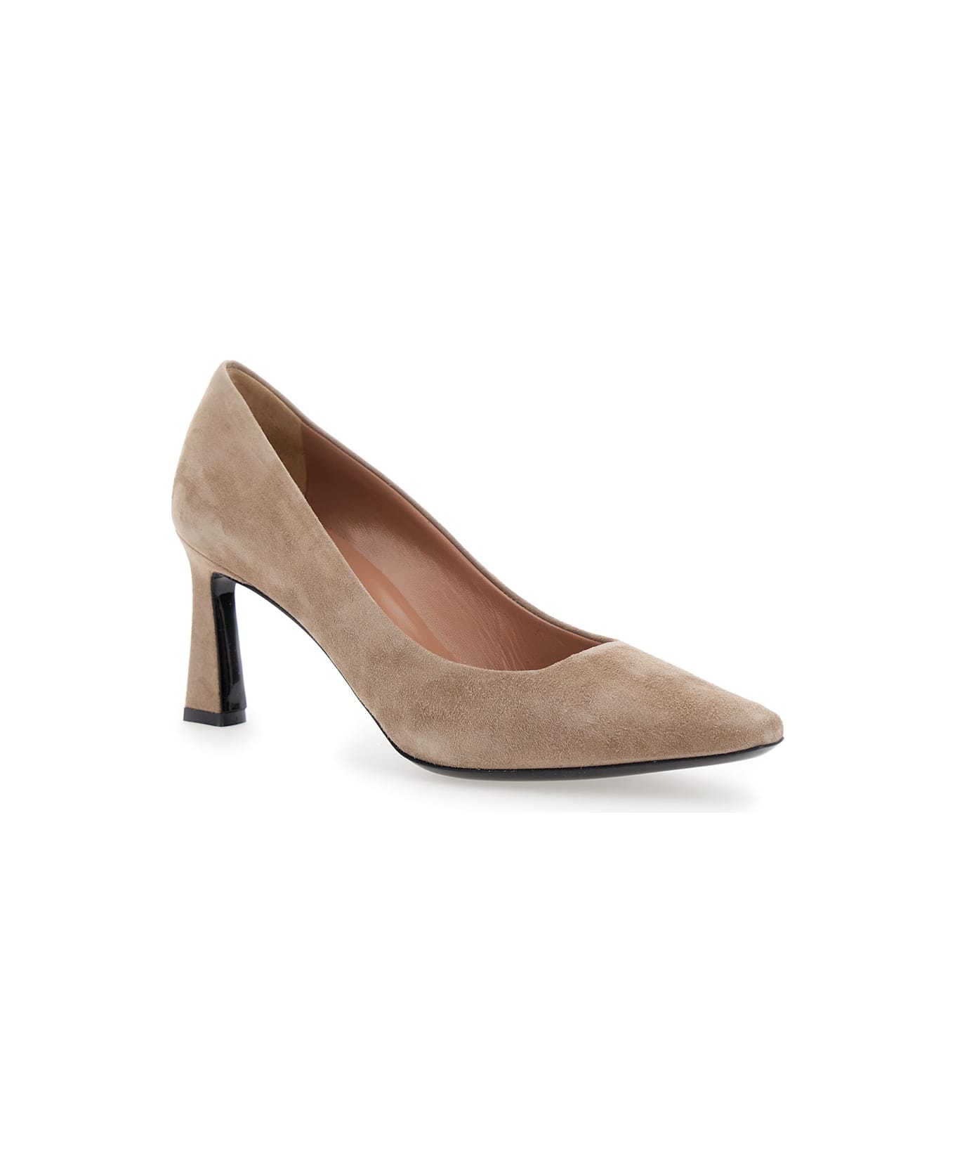 Pollini Beige Pumps With Geometric Heel In Suede Woman - Beige