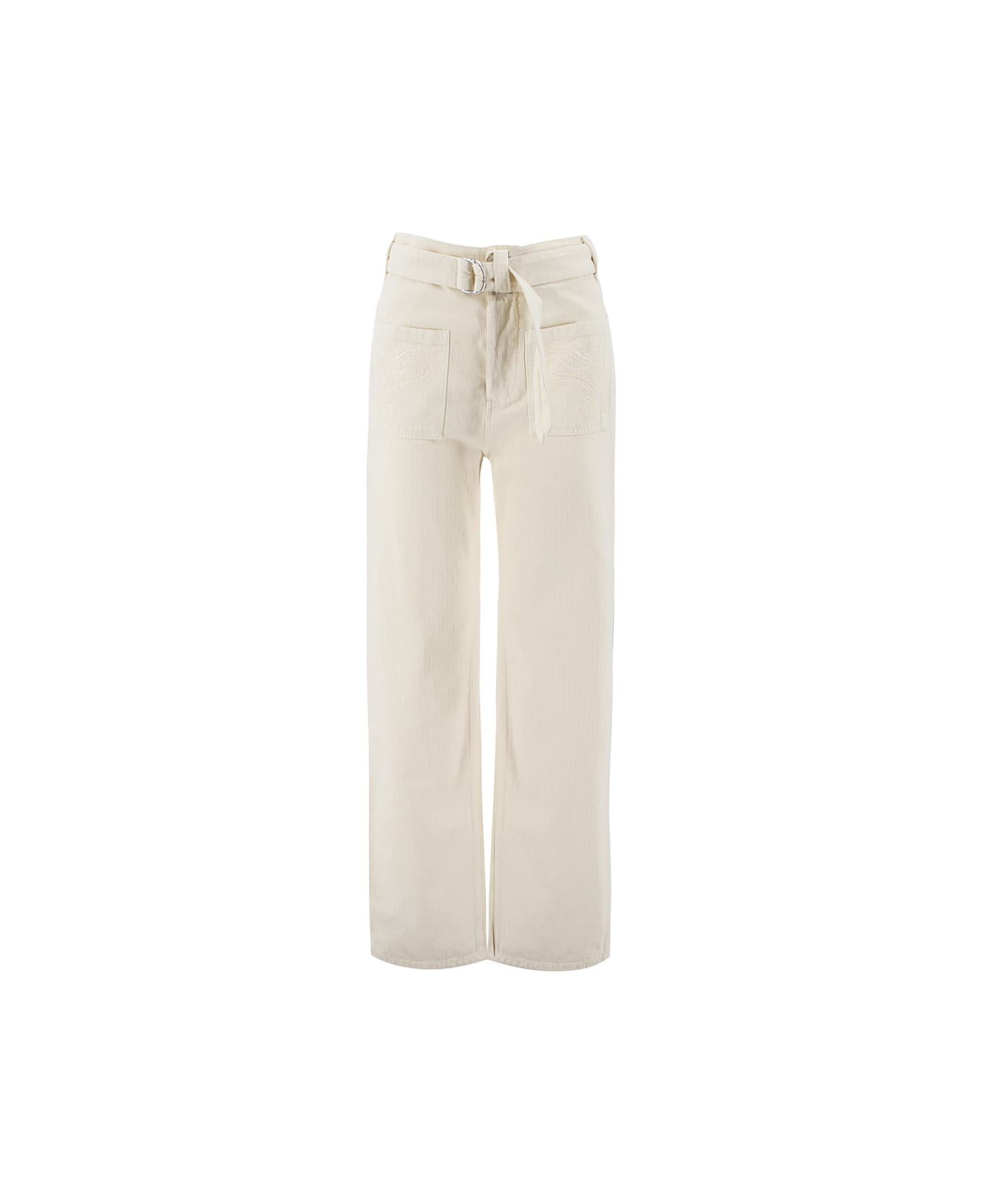 Etro Trousers With Belt Etro - WHITE ボトムス