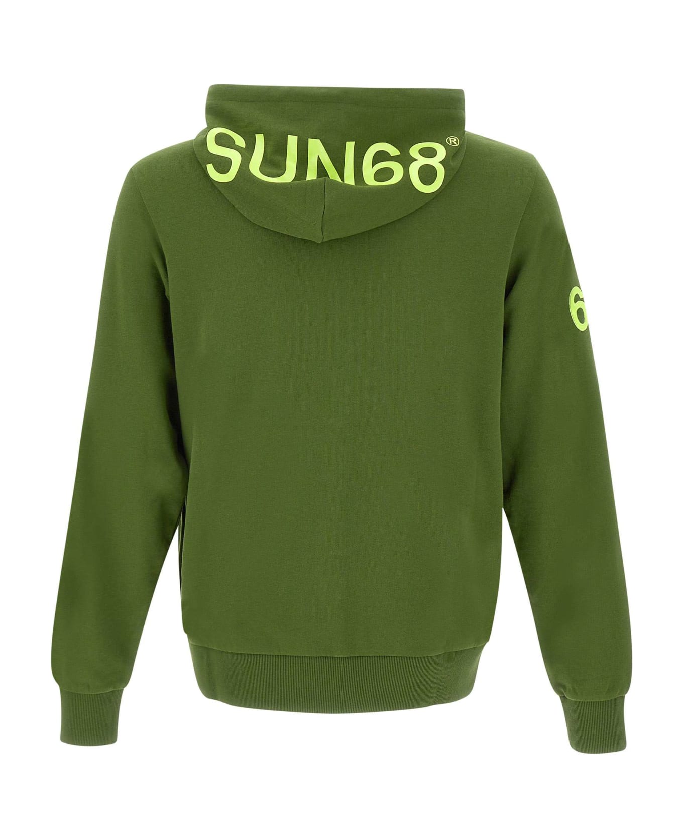 Sun 68 "hood Zip" Cotton Sweatshirt - GREEN