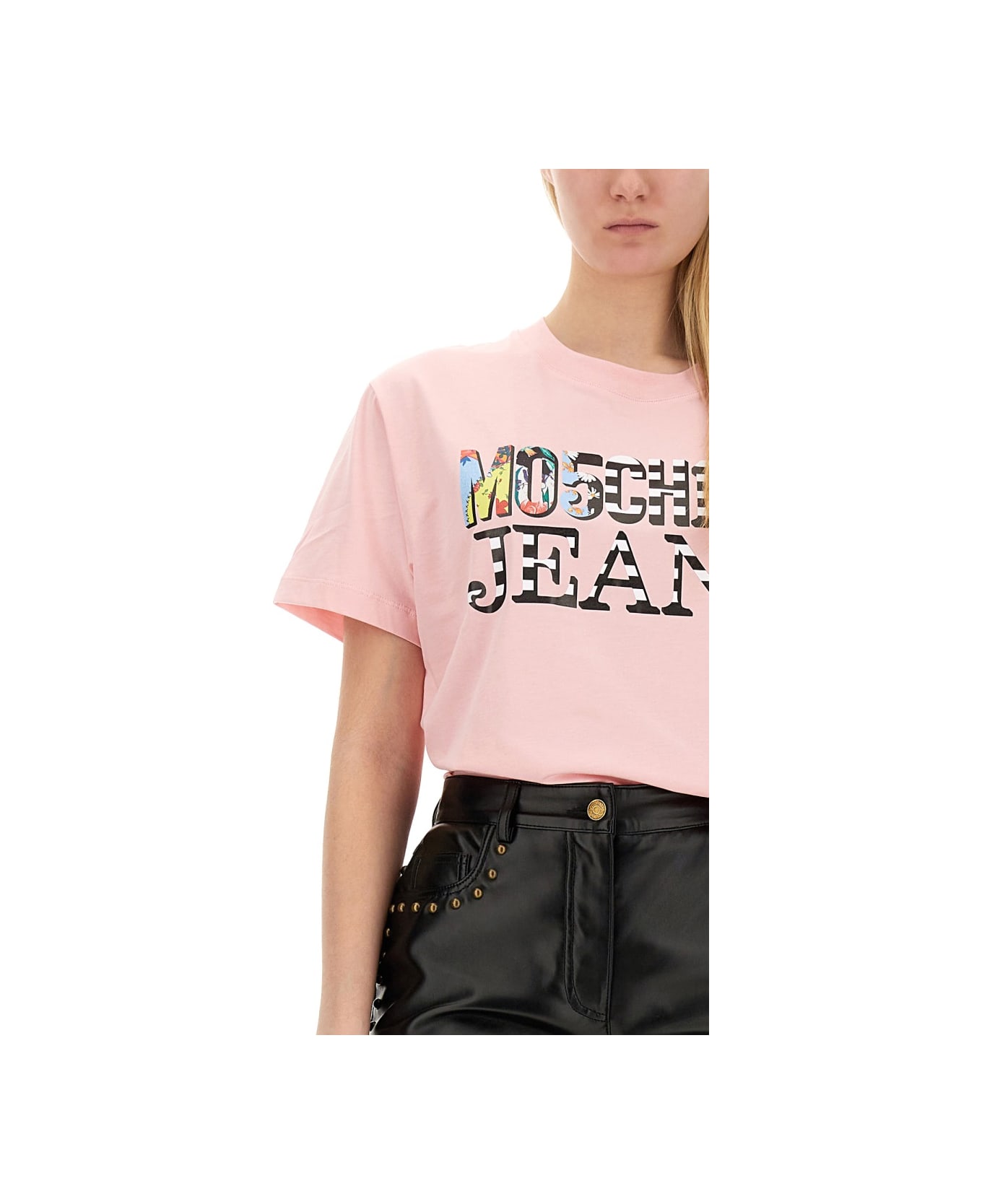 M05CH1N0 Jeans T-shirt With Logo - PINK