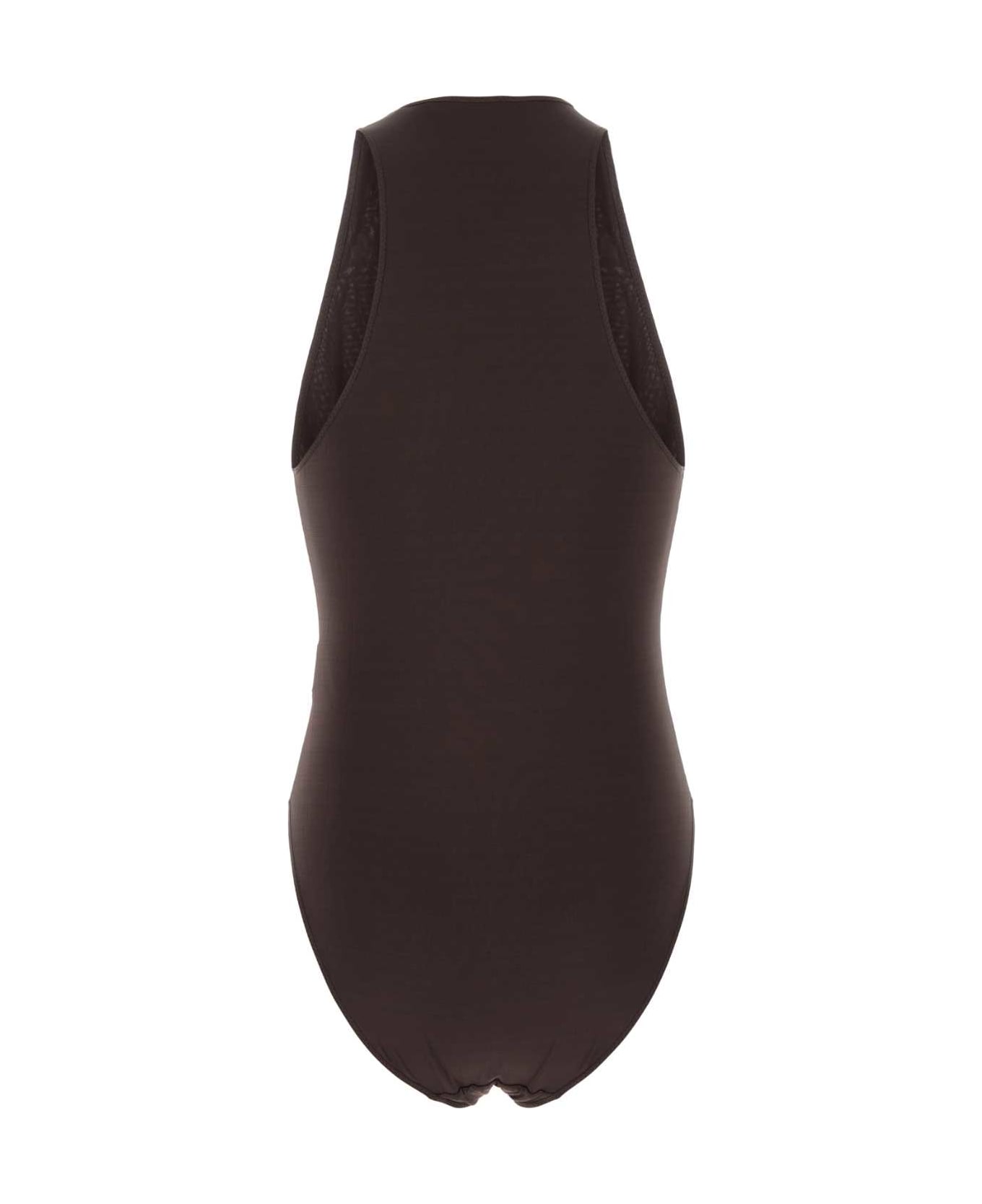Zimmermann Brown Stretch Viscose Dawning Bodysuit - CHOCOLATE