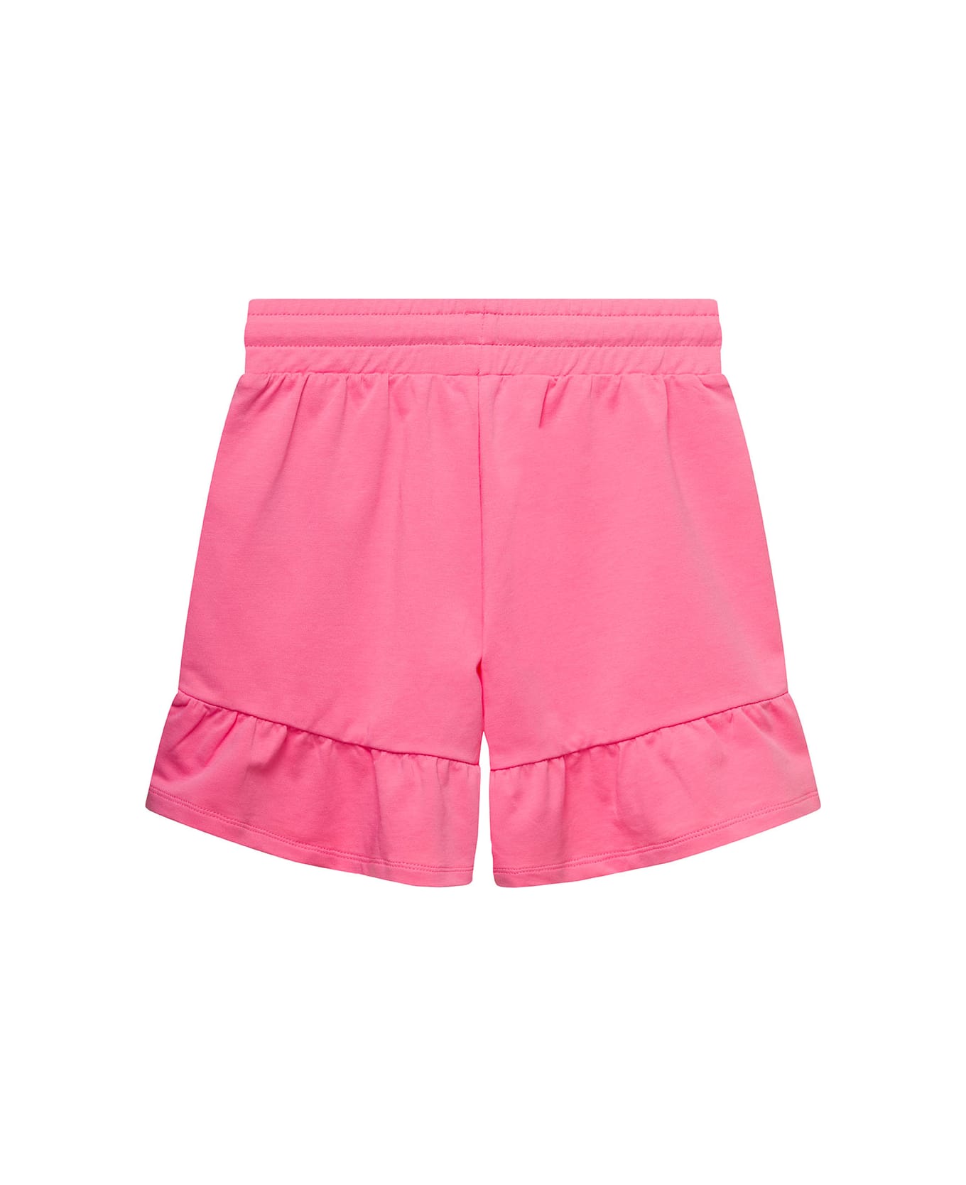 Moschino Pink Shorts With Teddy Bear Print And Frill Trim In Stretch Cotton Girl - Pink ボトムス