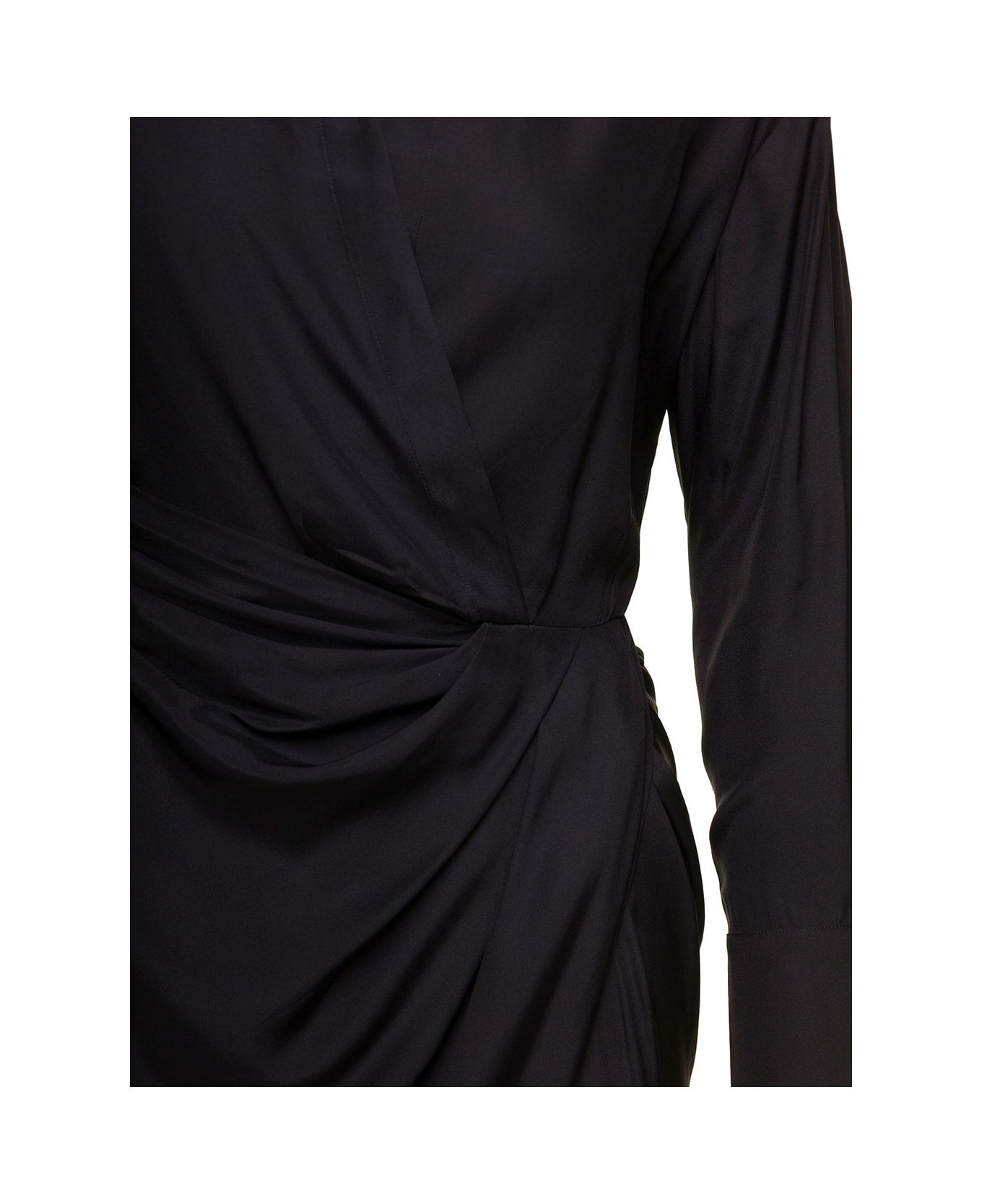 GAUGE81 Black Gathered-front Shirt Dress Woman