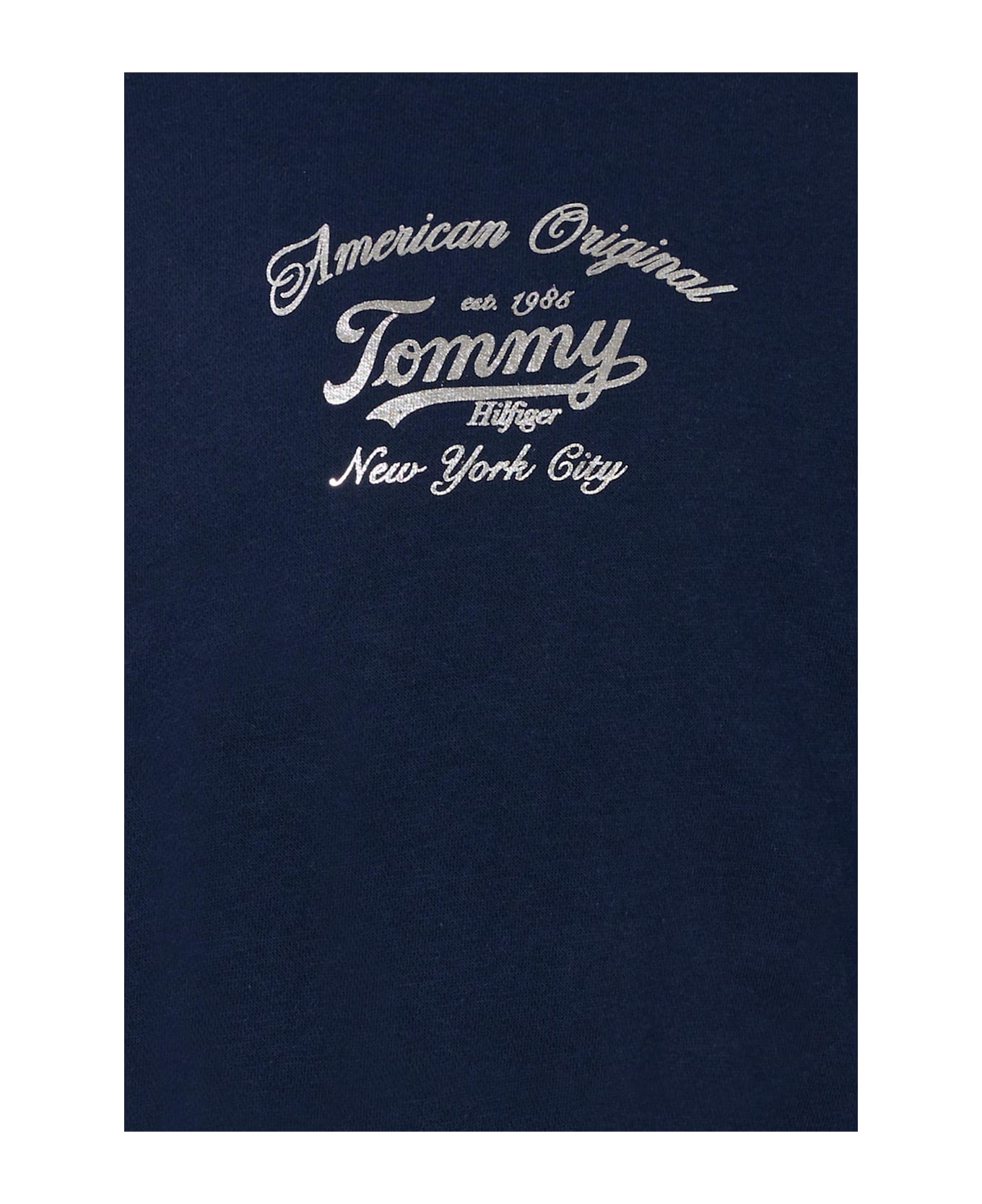 Tommy Hilfiger Blue Sweatshirt For Girl With Silver Logo - Blue
